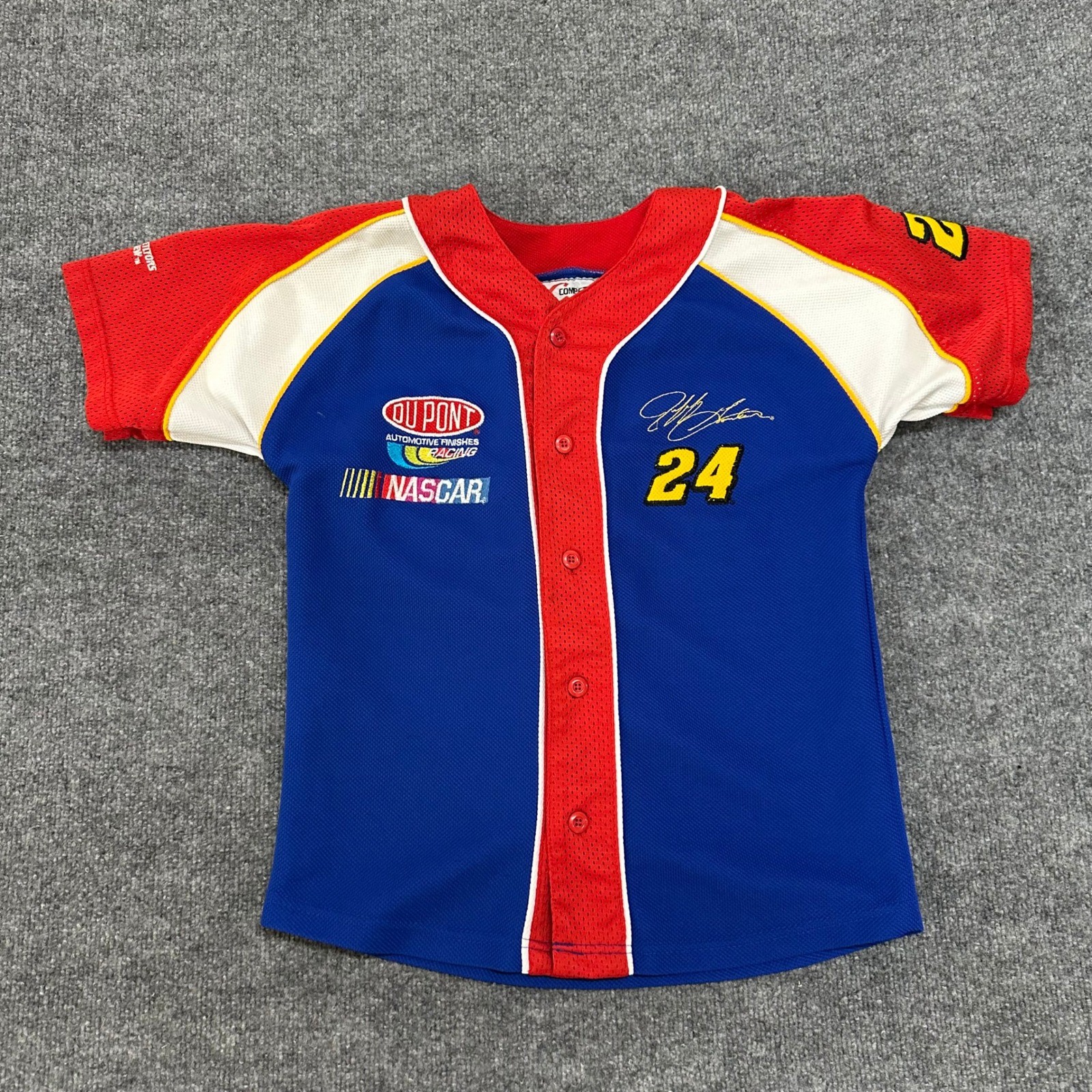 Competitors View Jersey Kids Size M 12/14 Blue Jeff Gordon NASCAR DuPont Racing