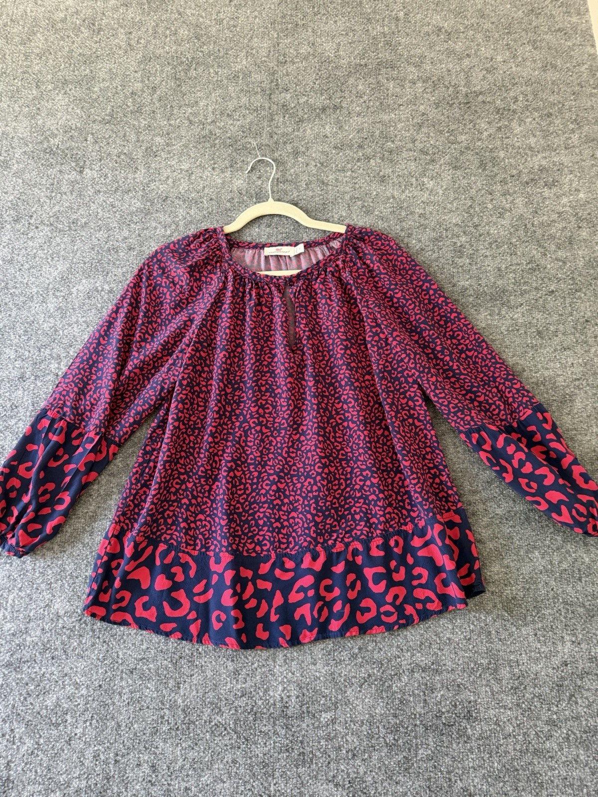 Vineyard Vines Navy-Red 100% Cotton Balloon Blouse S