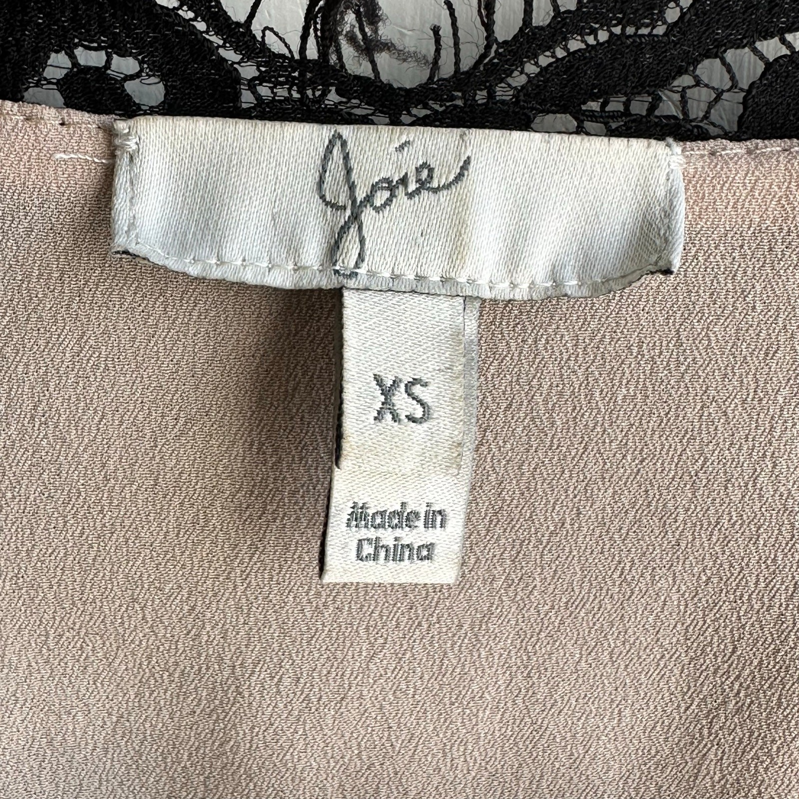 Joie Cina Black Nude Lace Scoop Neck Sleeveless Top