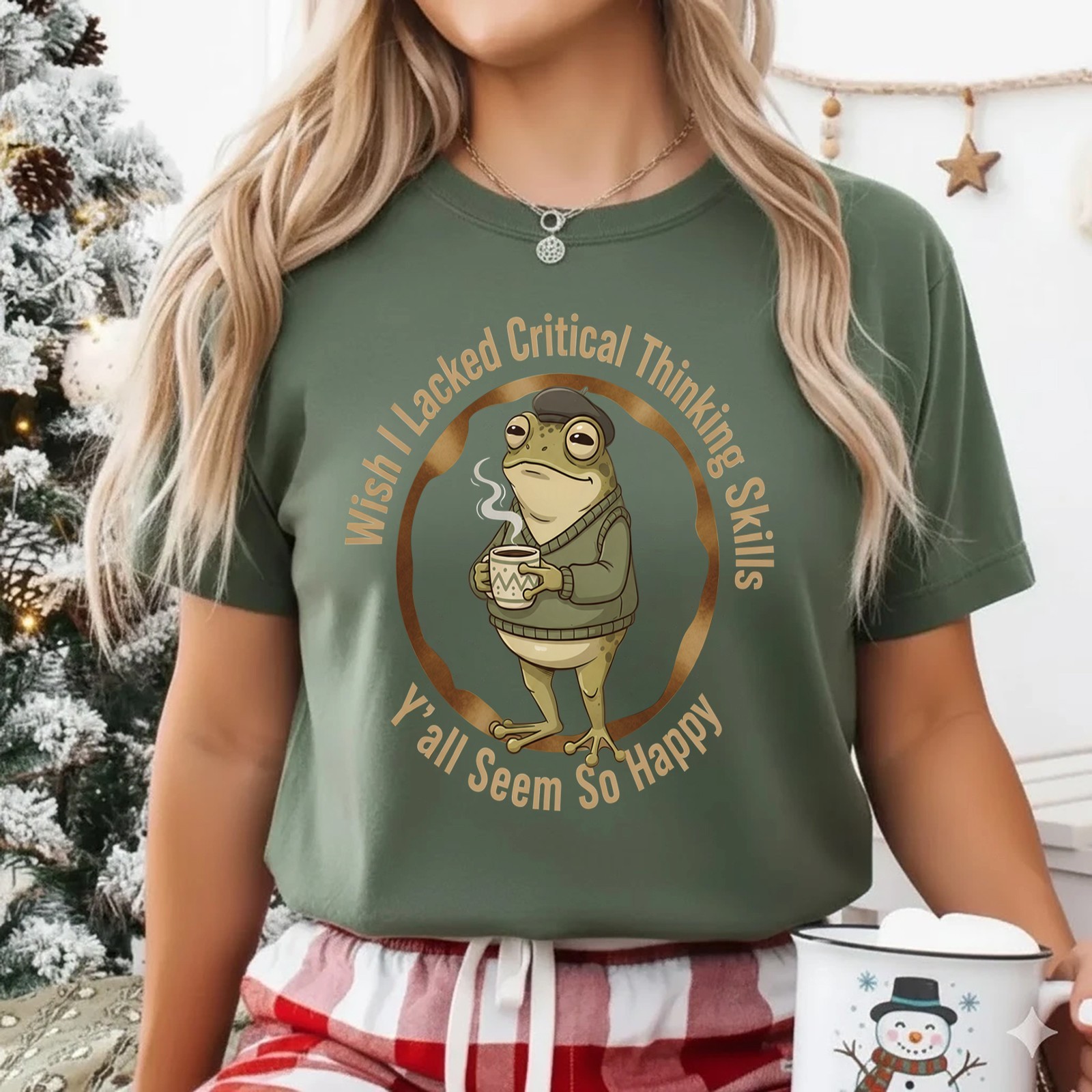 Wish I Lacked Critical Thinking Skills Funny Frog Coffee Unisex T-Shirt