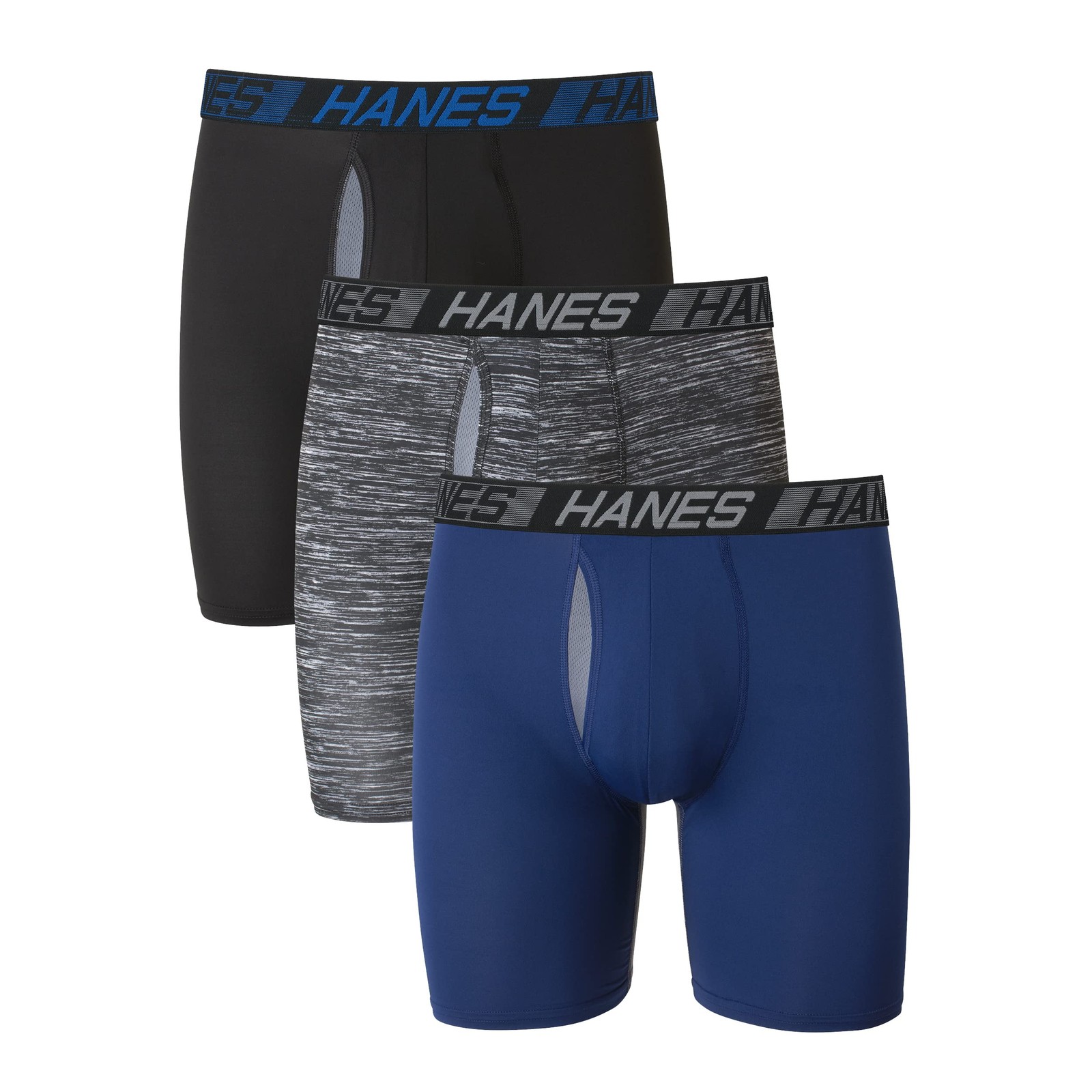 Hanes Men’s Boxer Briefs 3-Pack Total Support Pouch Black Medium