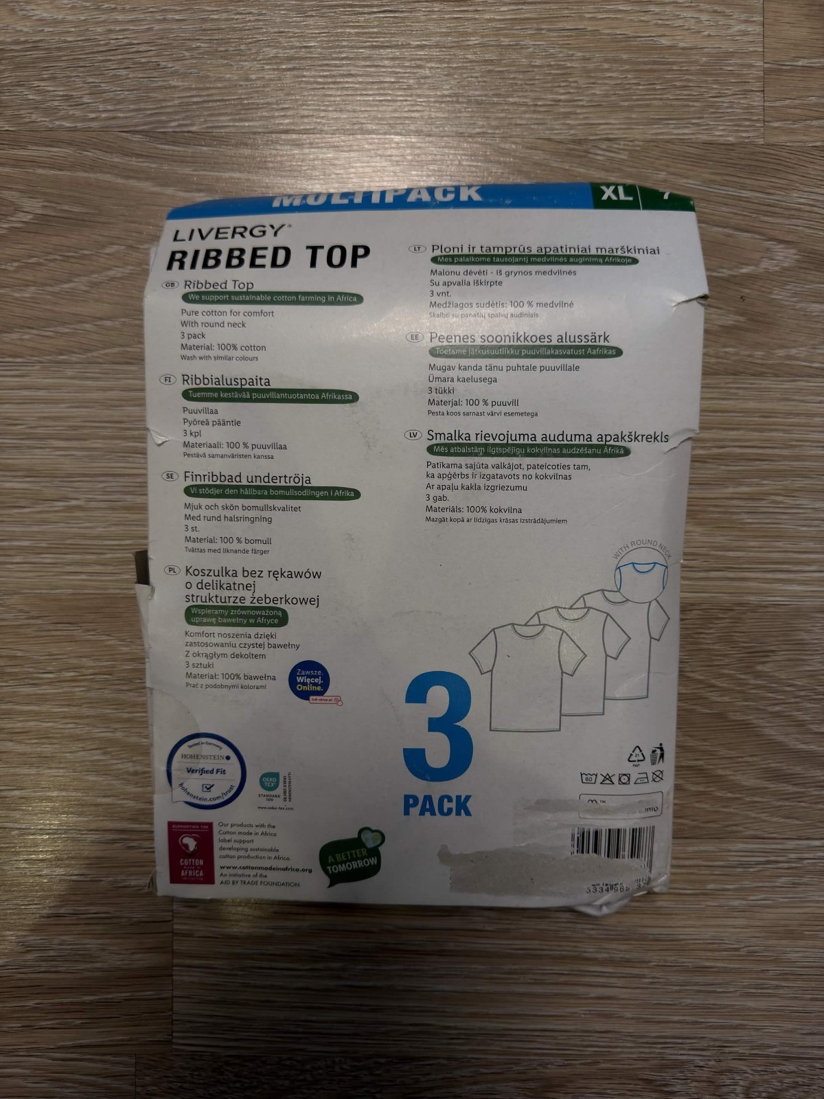 LIVERGY FINE RIBBED 3 PACK V-NECK SOLID T-SHIRTS WHITE (no logo) SIZE XL