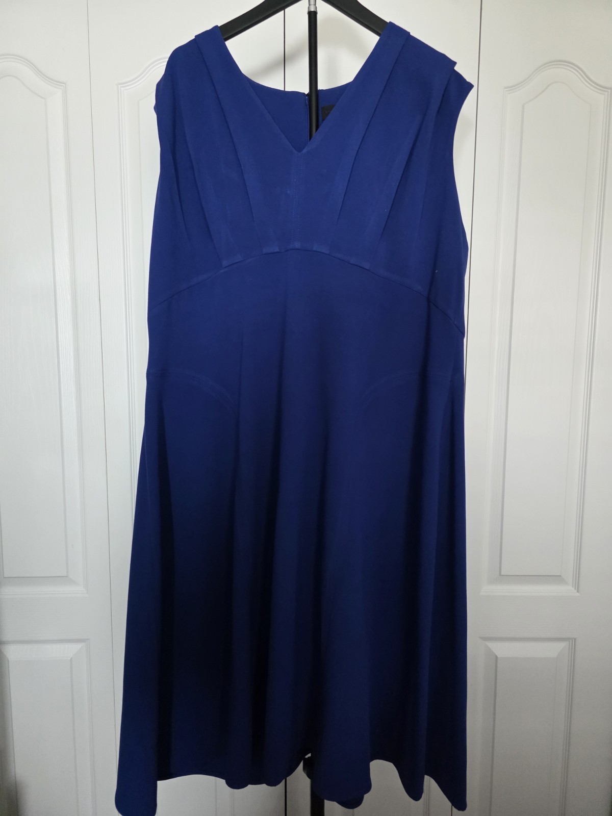 Donna Karan New York Womens 18W Royal Cobalt Blue Pleated Sheath Dress Royalcore
