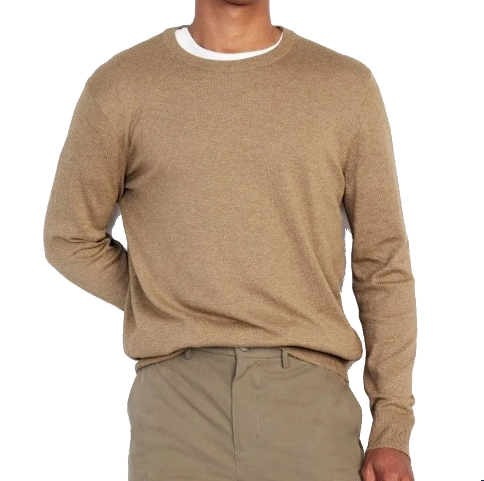 Men’s-Crew Neck Sweaters-Light Weight-Lt Gray-or Tan-60% Cotton-Preowned-Sz XLT