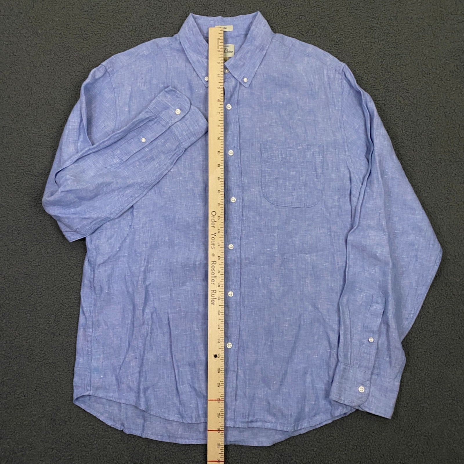 J.CREW Baird McNutt Irish Linen Shirt Mens Large Slim Fit Light Blue Button Up