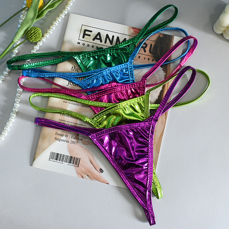 5 Pcs Lot Womens Ladies G string Thongs Panties Brief High Cut Glitter Lingeries
