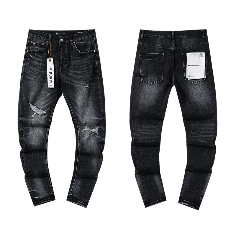 NEW 2026 purple Brand Skinny Slim Fit Clawmark Distressed Black Medium Wash