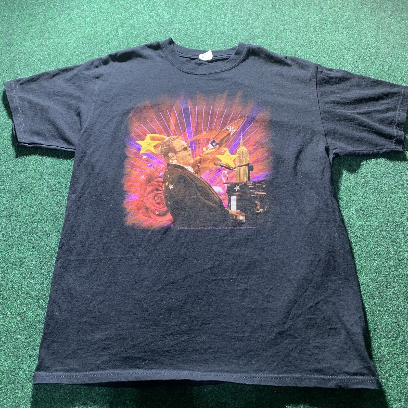 Elton John T-Shirt Rocket Man Tour Mens Size XL Black 2008