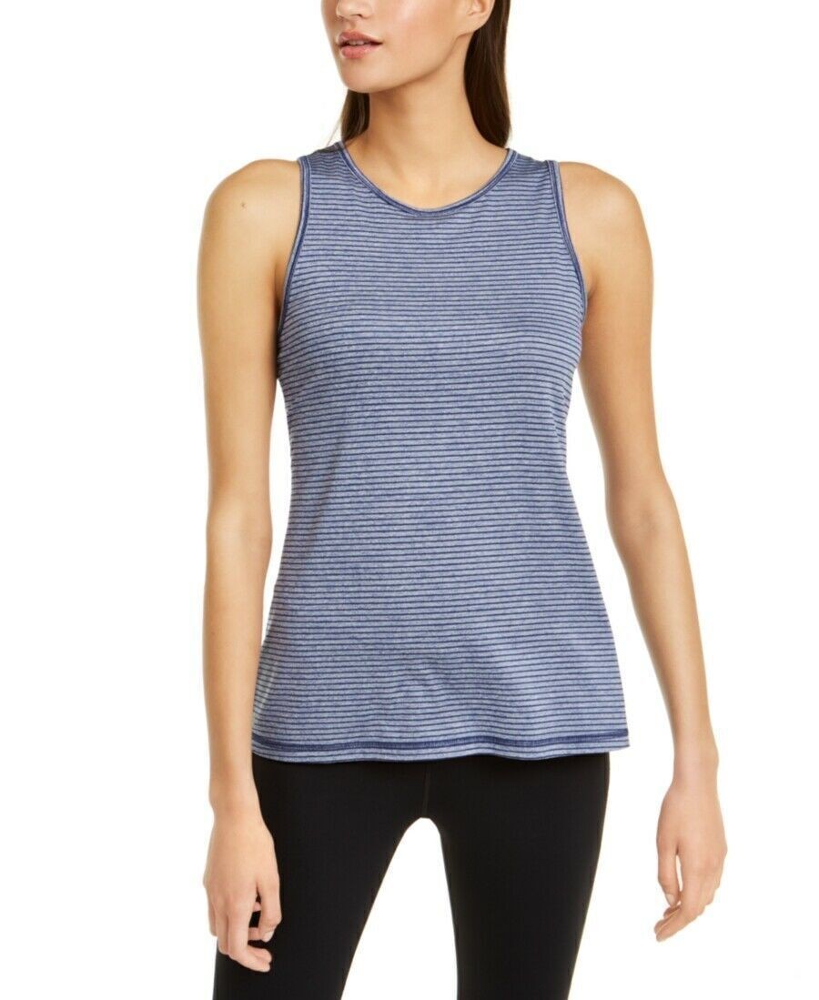 Ideology Top Keyhole Back Striped Tank Women Blue Sz XS NEW NWT 534