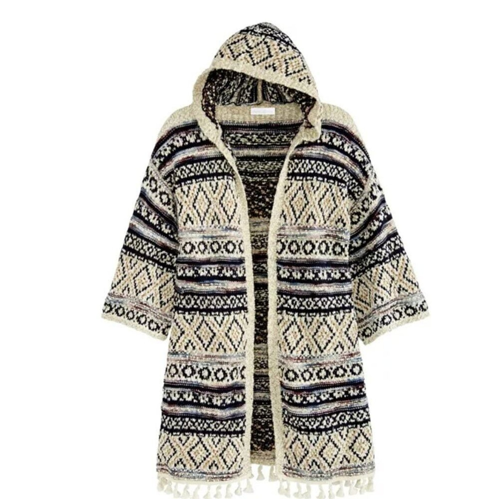 Adyson Parker Novelty Poncho Cardigan With Hoodie In Night Sky Combo