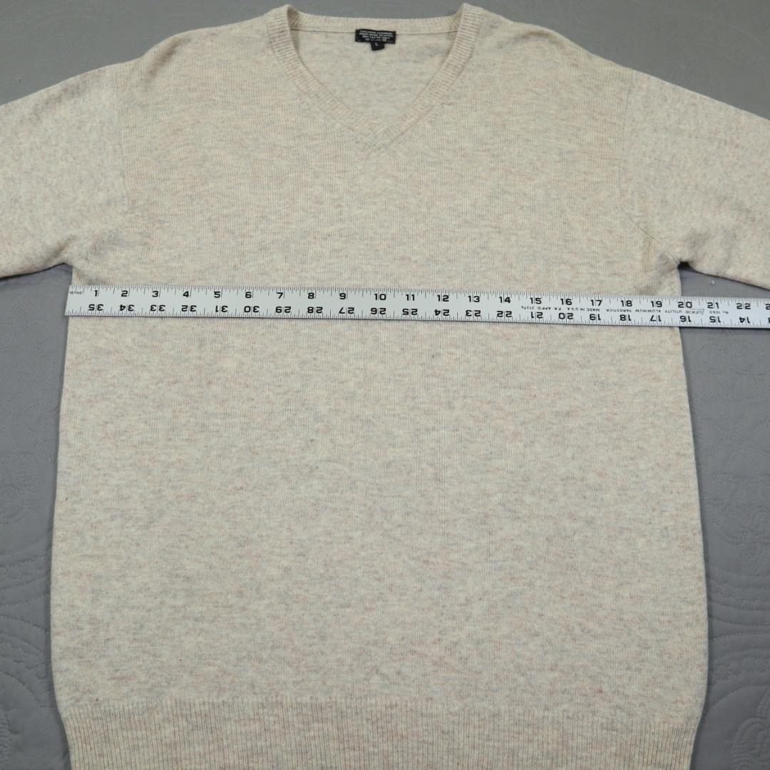 Cashmere Sweater Womens Large Beige V Neck Cashmere Handmade Nepal Soft Speckled