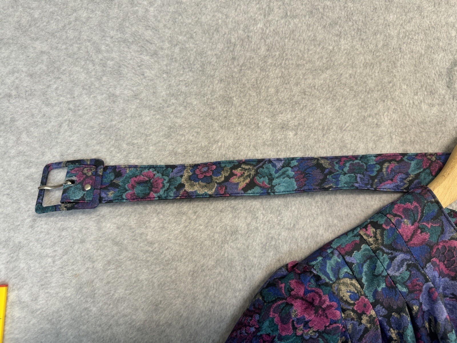 VTG 80s California Looks Floral Jacquard Belted Midi Dress Sz 10 Made USA Purple