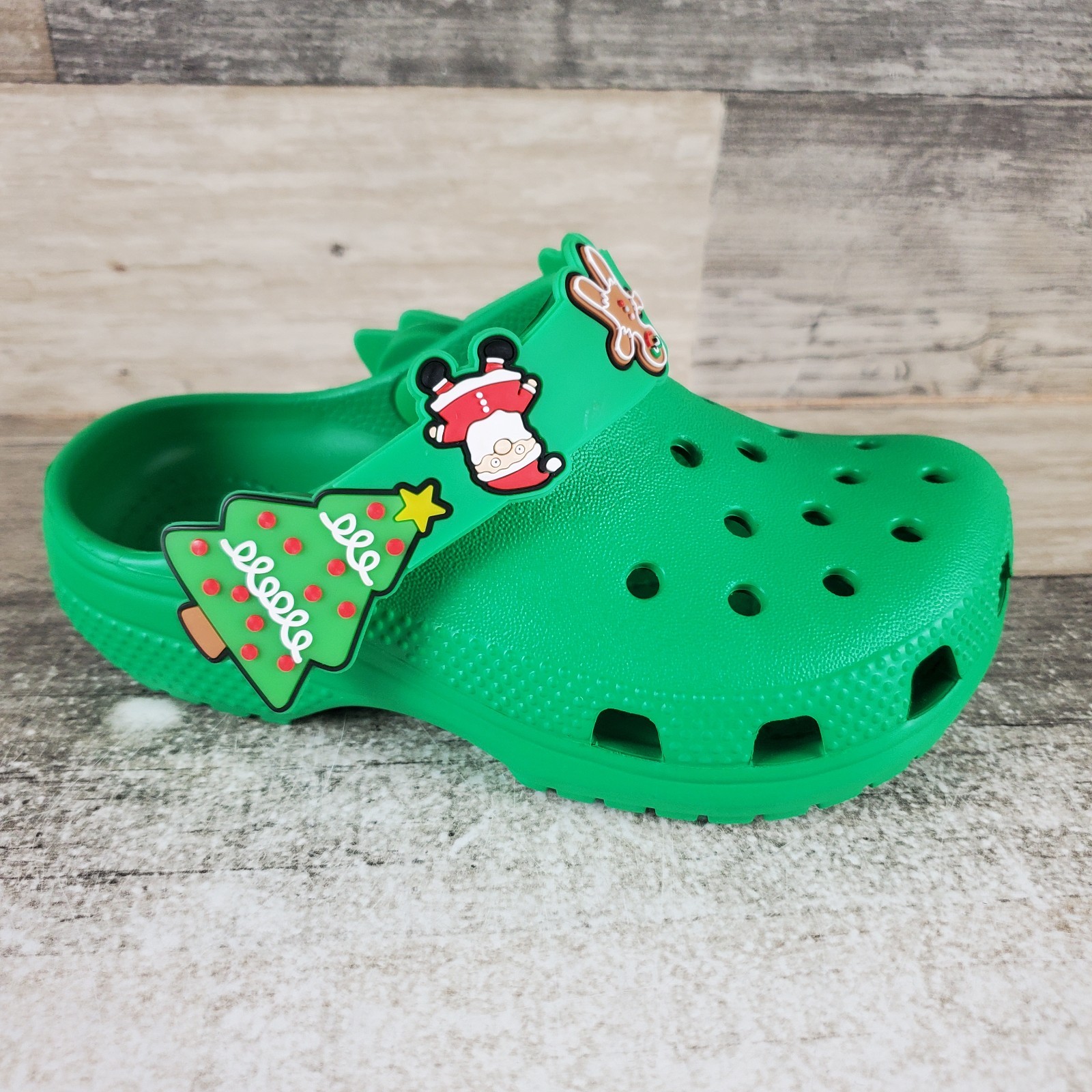 Crocs Classic Holiday Icons Lights Kids Clogs Sz 9 Rubber Grass Green Slingback