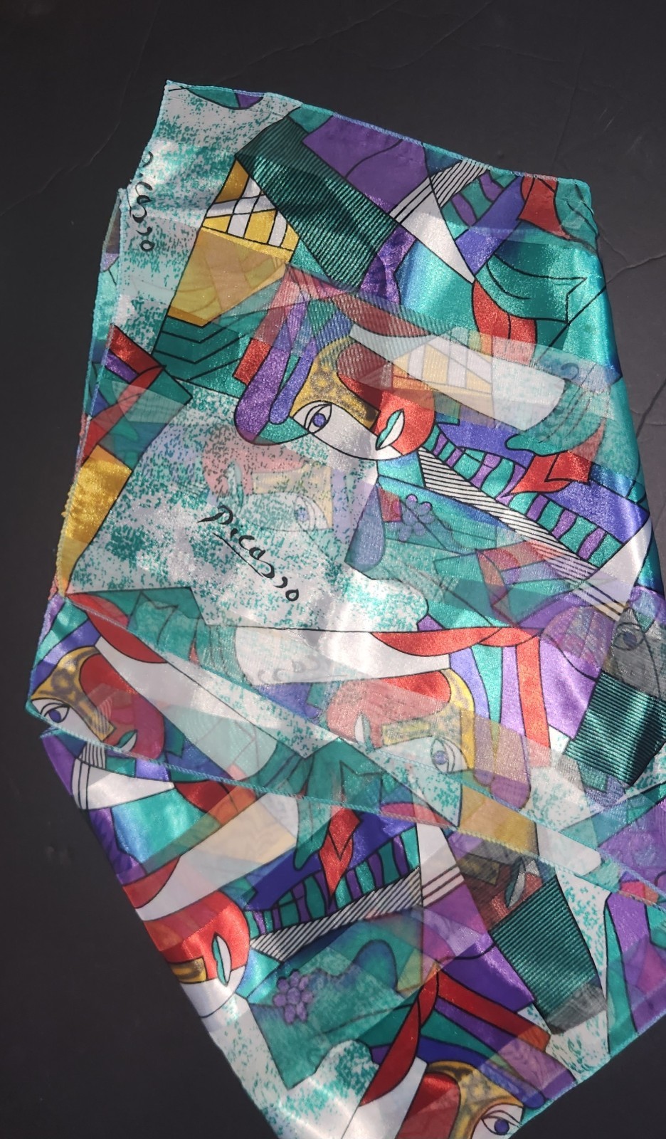 Green Picasso Abstract Artistic Trendy Retro Scarf – Size 59in X 13.5in