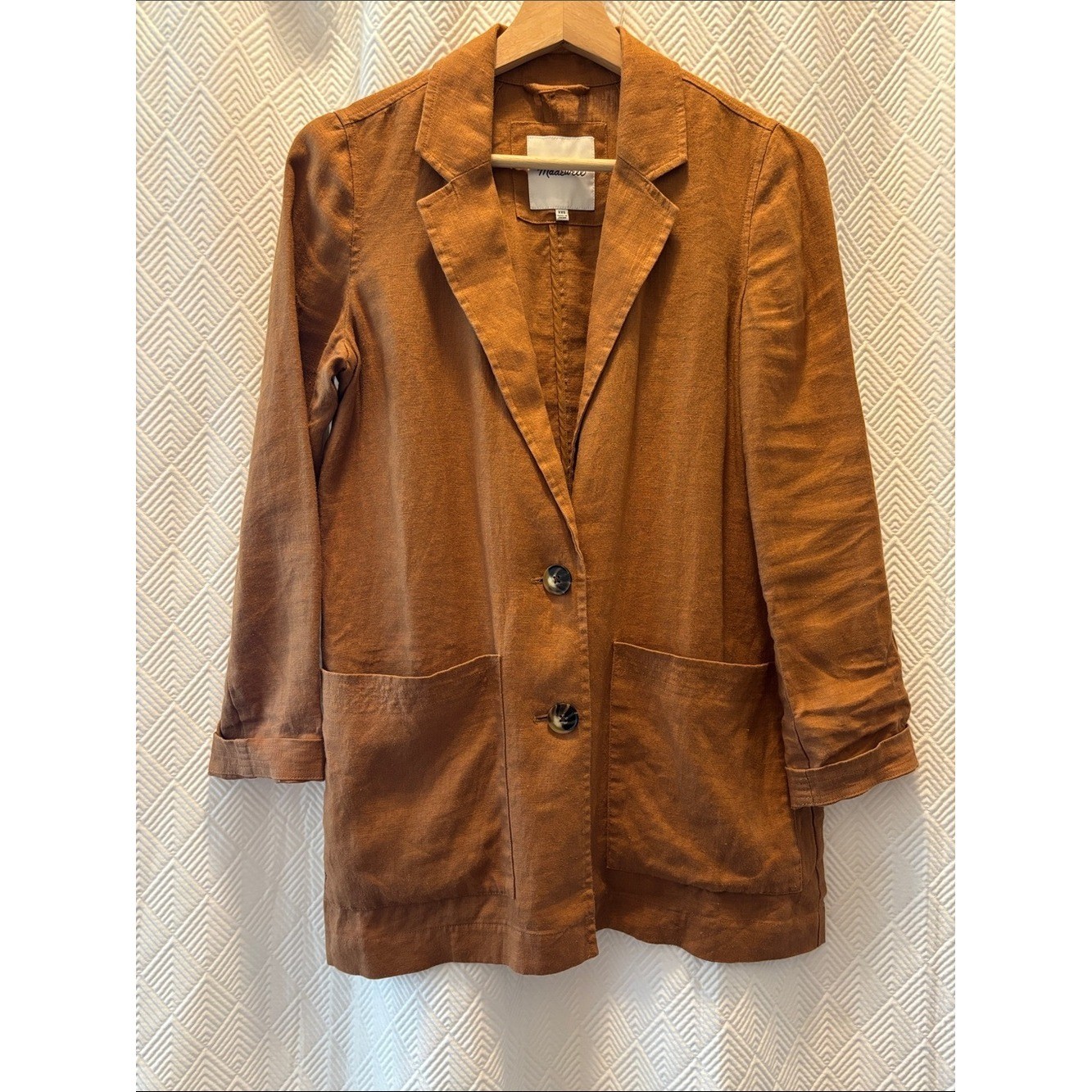 Madewell Linen Dorset Blazer Rust-Toned Brown Lightweight Minimal XXS