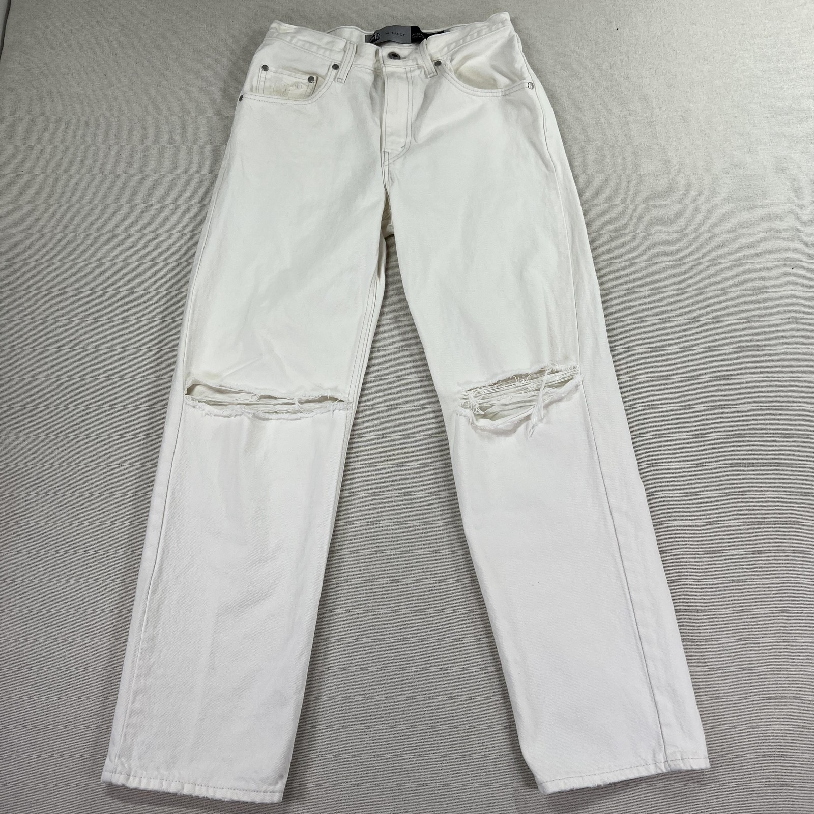 Levi’s SilverTab 94 Baggy Jeans Womens 28×30 White High Rise Straight Distressed