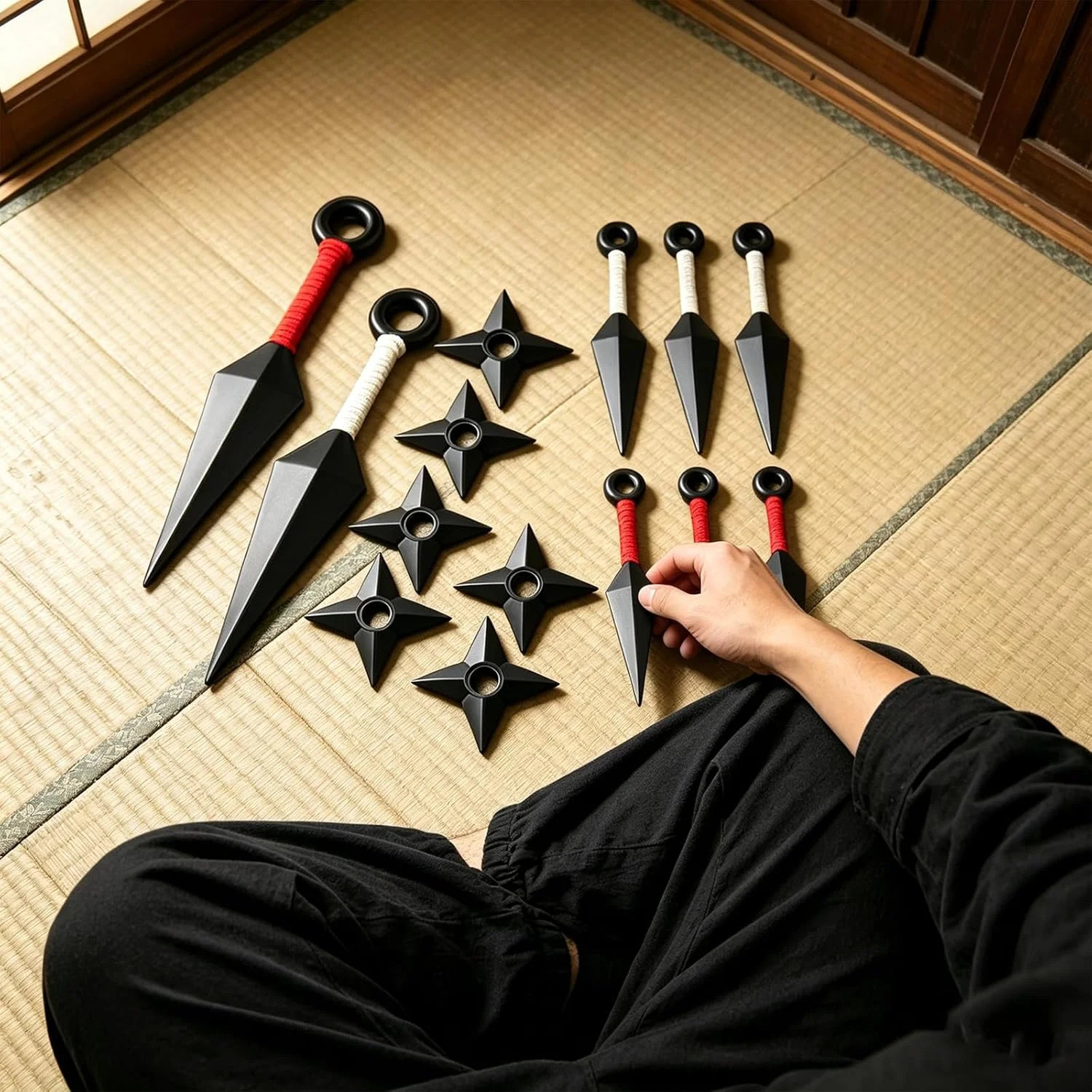 14-Piece Ninja Cosplay Kit, Plastic Kunai (10.2″ X 2+5.1″ X 6), Shuriken/Ninja S