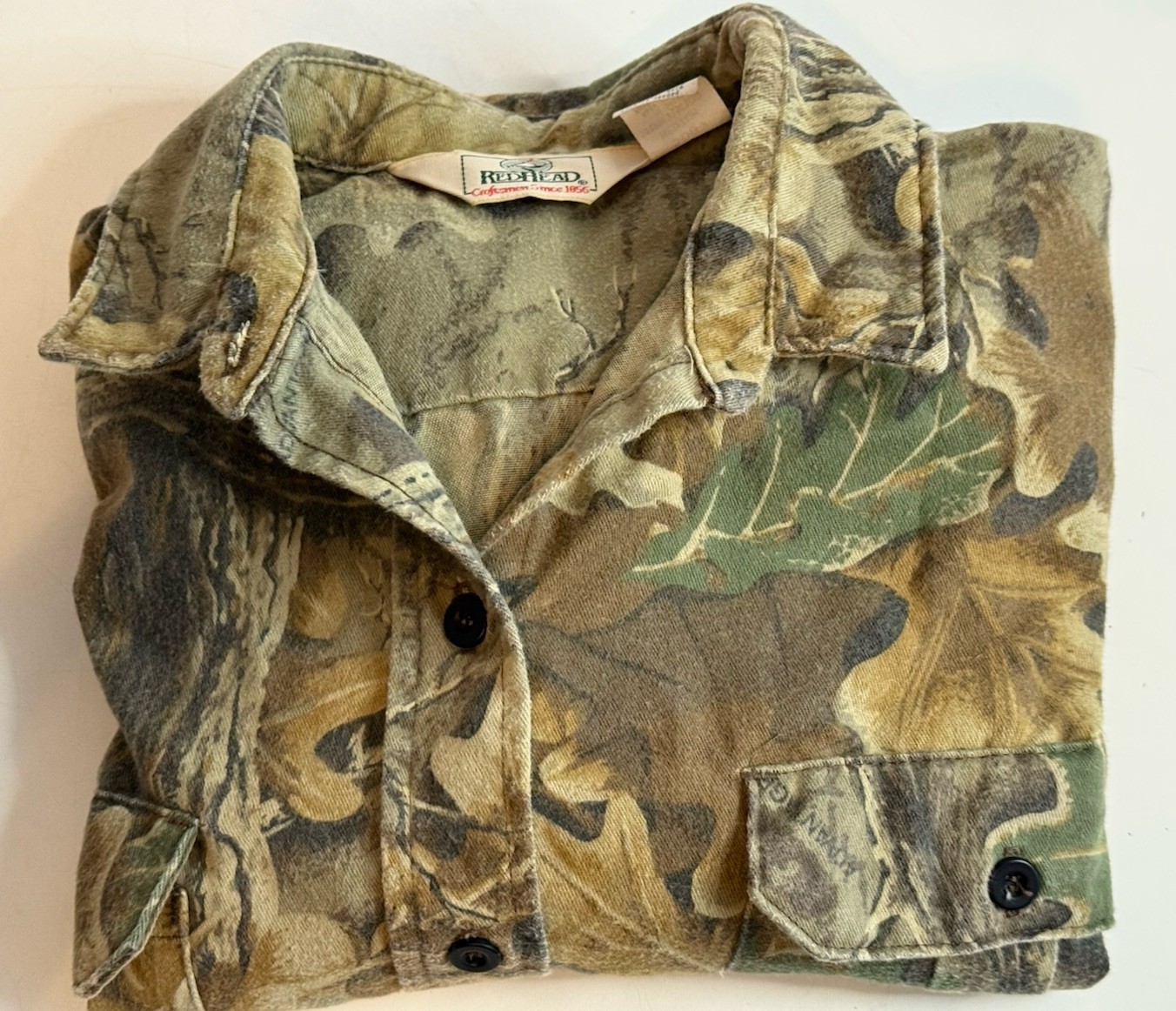 Vintage 80’s Red Head Shirt Woman’s Medium Camo Button Down Hunting Outdoor USA