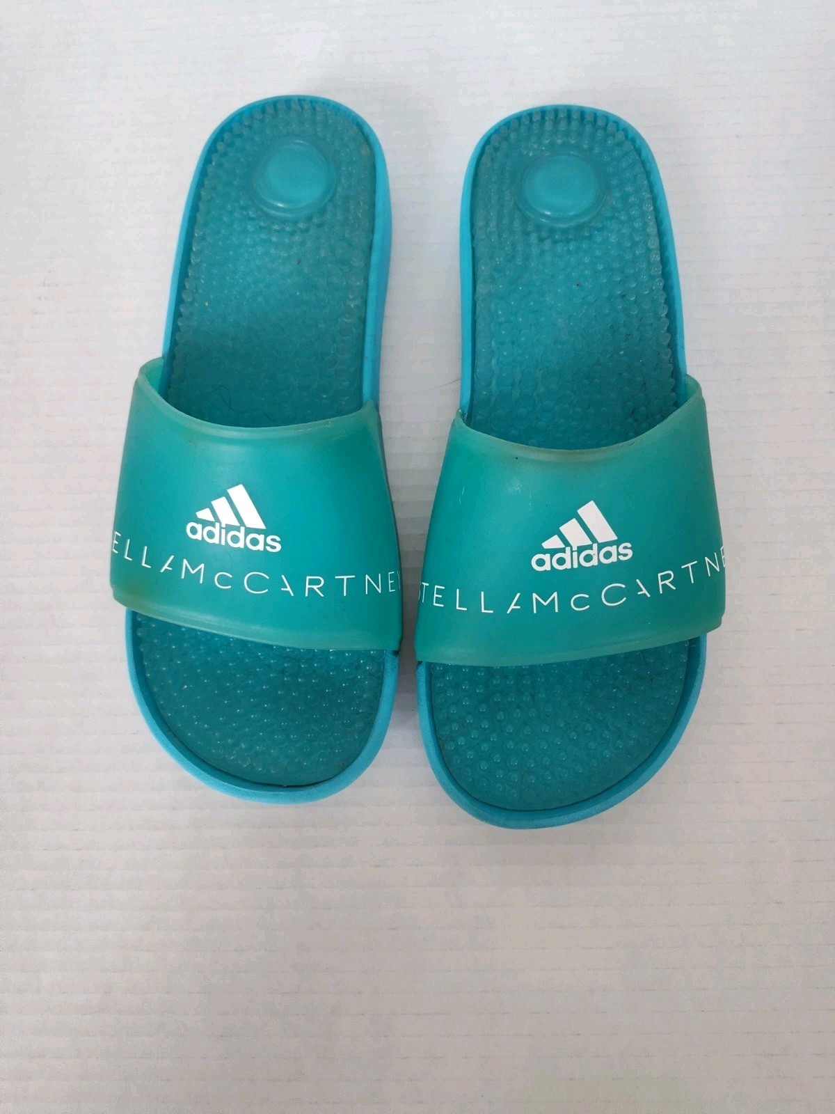 Adidas Stella McCartney Adissage Slide Sandals Size 8 Blue Green