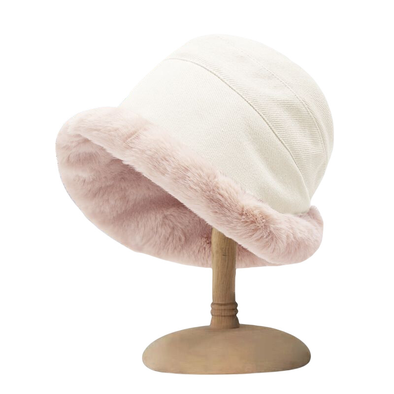 Bucket Winter Hat Wide Brim Fluffy Plush Fisherman Soft Faux Fur Cap