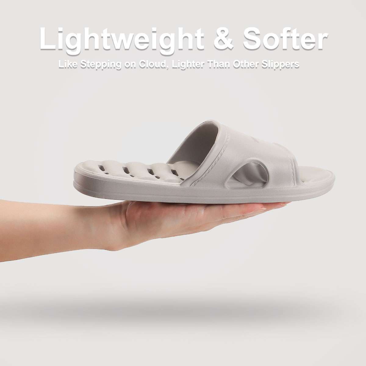 Unisex Anti-slip Soft Light Shower Slippers Bathroom Hollow Flat Sandals Shoes