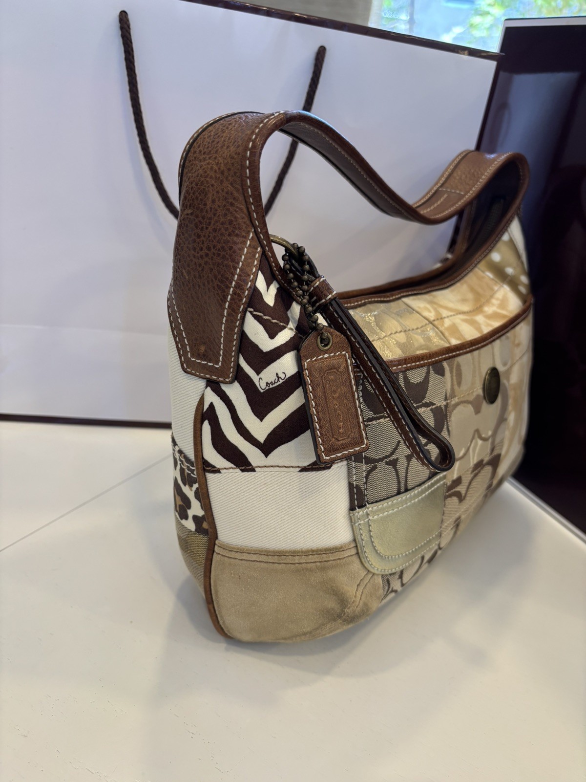 Vintage Coach Khaki Patchwork Ergo Hobo Bag 10808 and Medium Zip-Around Wallet