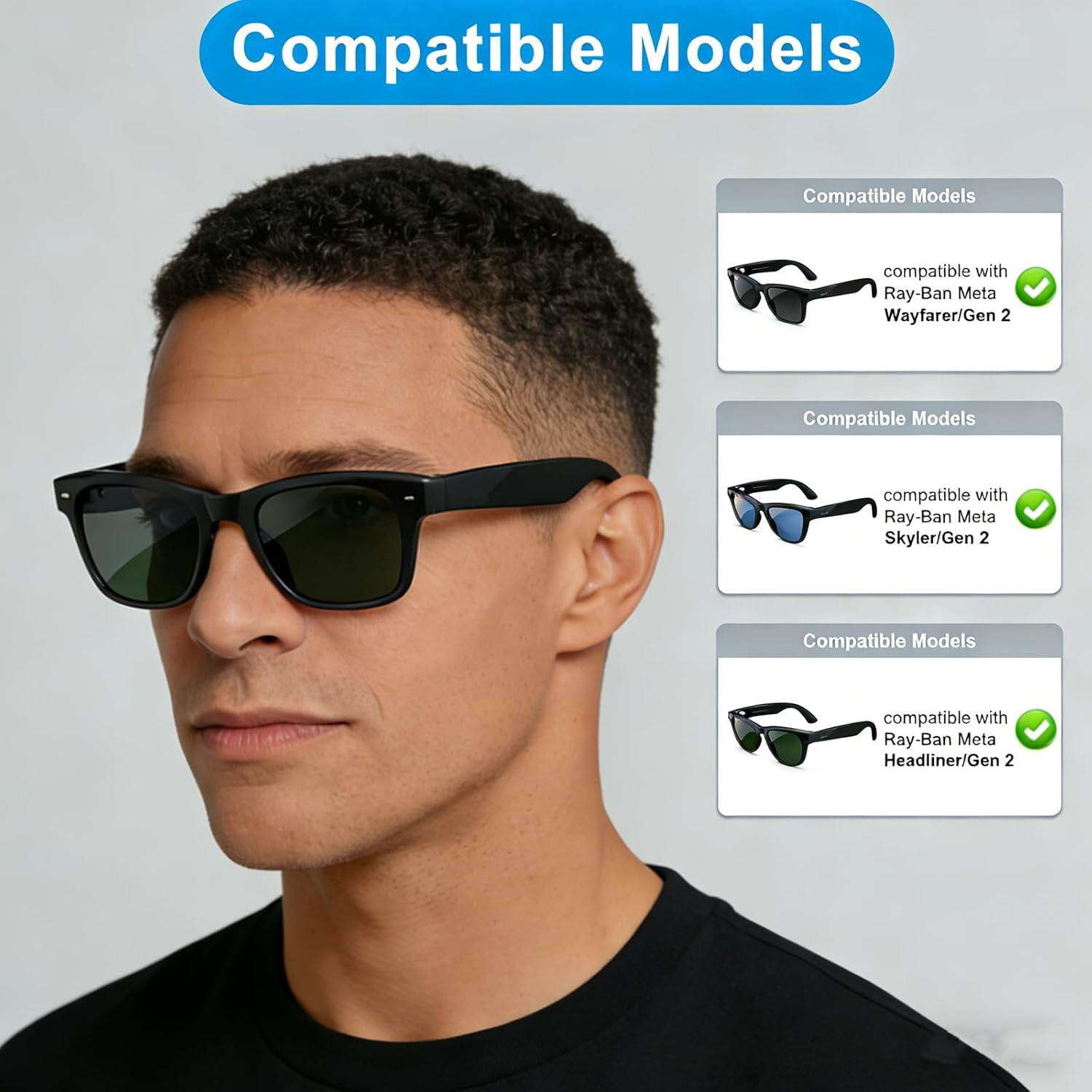 Compatible with Ray Ban Meta Nose Pads,20Pairs Black Compatible with Rayban Meta