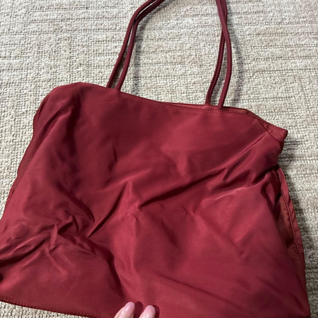 Authentic PRADA Bordeaux Nylon Tote Bag 12.6in Lightweight Excellent Condition