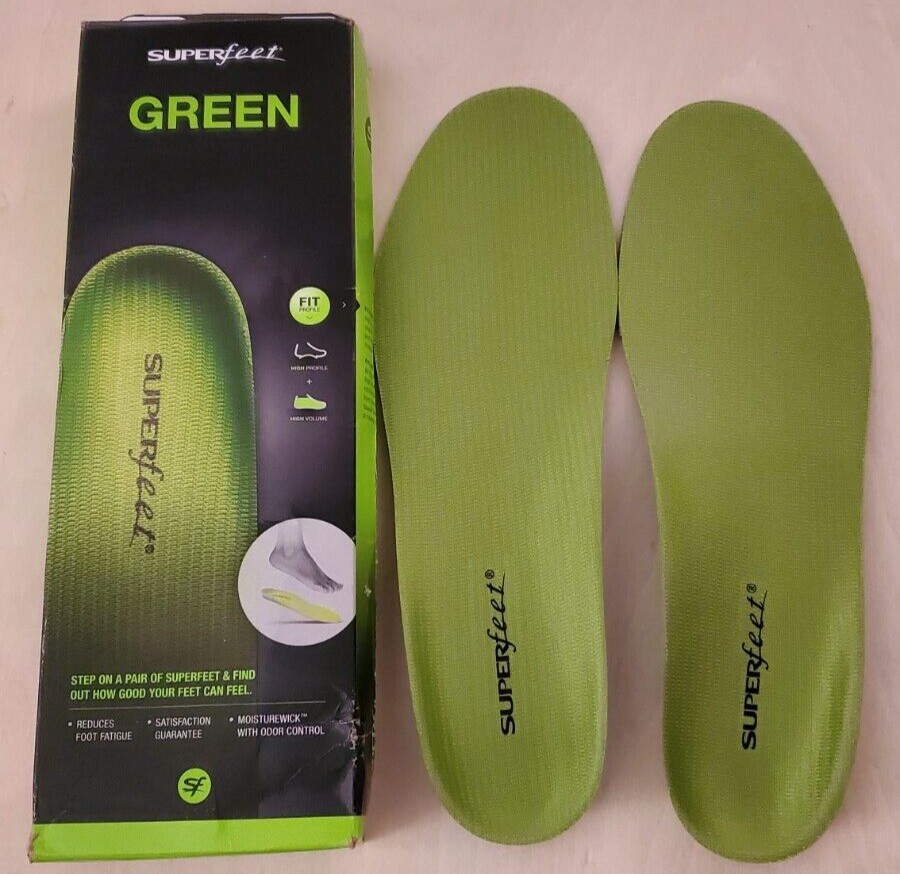 Superfeet Green Insoles Orthotic Arch Support Size D Men’s 7.5-9 Women’s 8.5-10