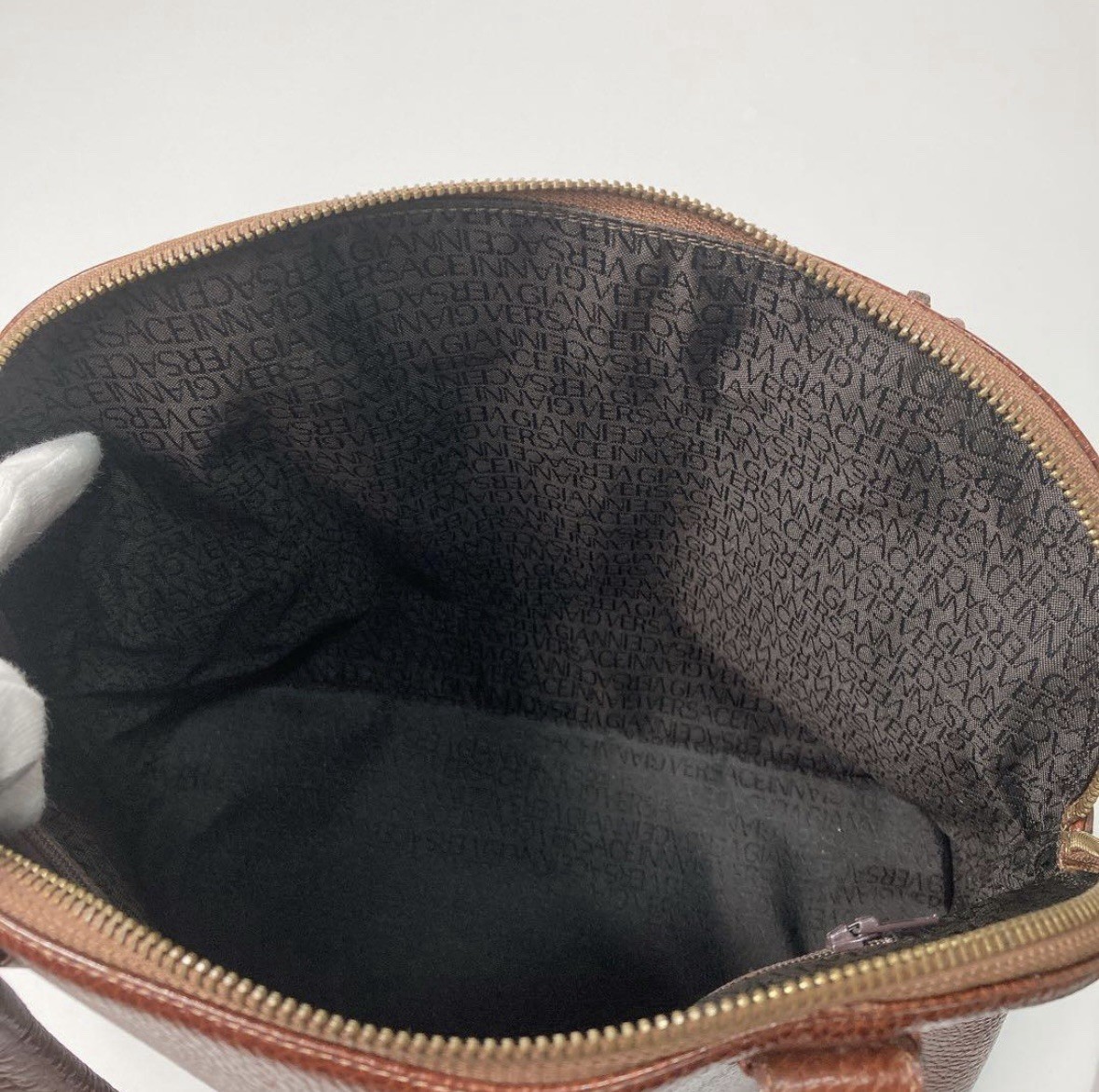 Versace Leather Tote Bag Brown Vintage Classic Medusa Elegant