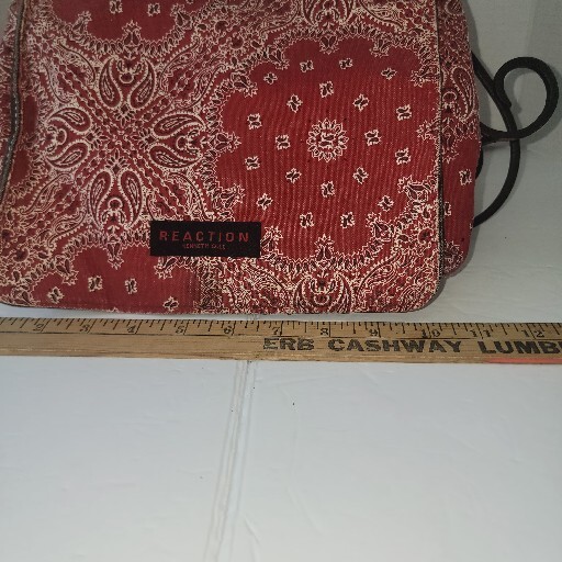 Reversible Purse Red Bandana or Solid Gray Denim by Reaction UNIQUE Cross Body