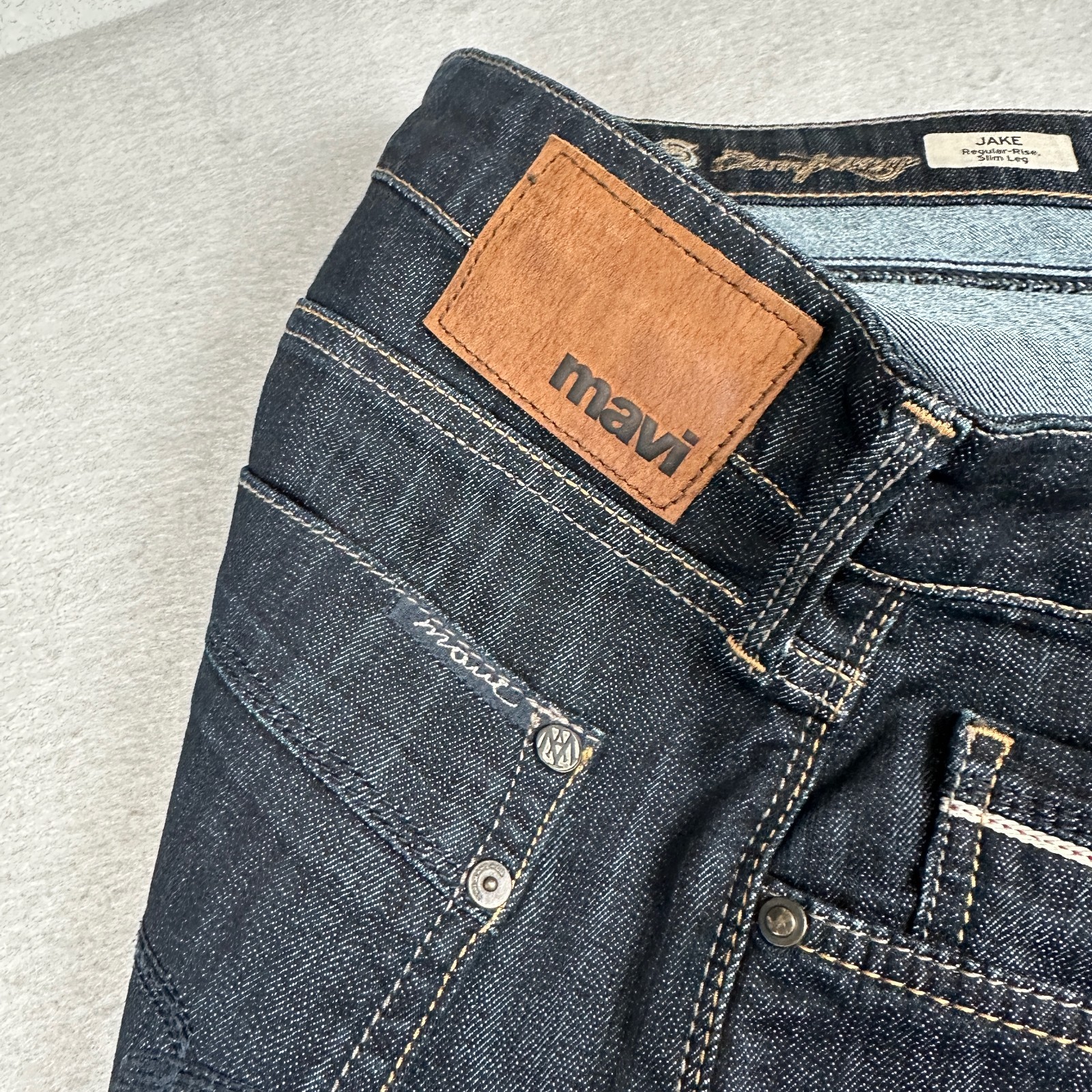 Mavi Jeans Mens 34×32 (Fits 34×31) Blue Jake Slim Straight Leg Indigo Dark Wash