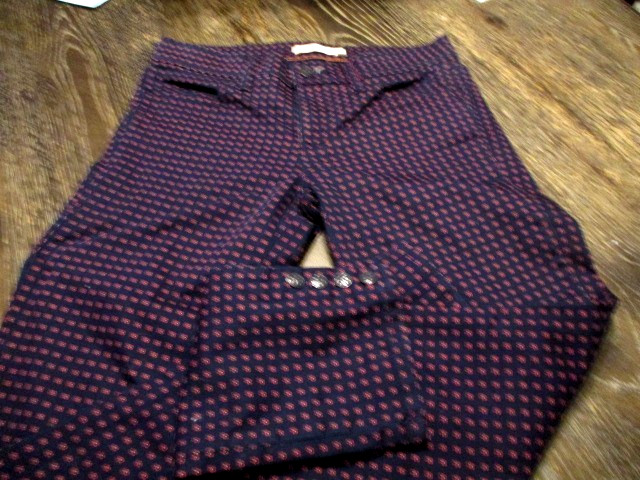 TORY BIRCH NAVY JEANS WITH RED & BUTTON ACCENTS, WOMEN SIZE 26