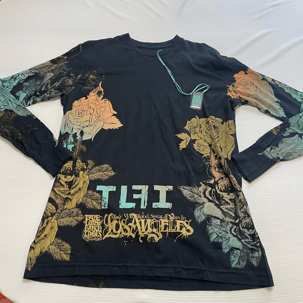 $68 TRUE LOVE FALSE IDOLS by AFFLICTION Long Sleeve Slim Fit Y2K T-shirt NWT