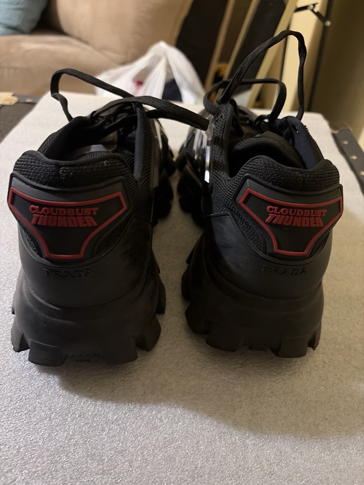 PRADA Cloudbust Thunder knit fabric sneakers in black Men’s Size 12