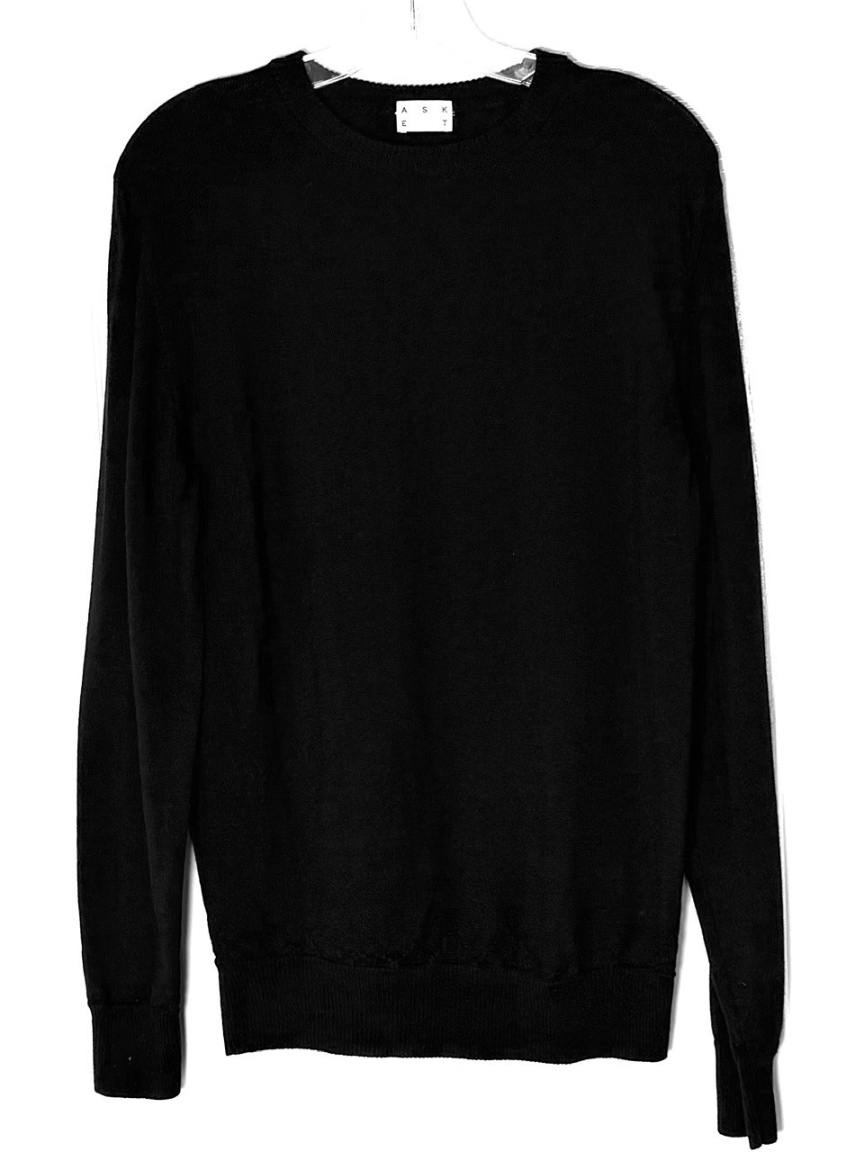 ASKET Black Luxury Extra Fine Merino Wool Minimalist Sweater Medium Long M EUC