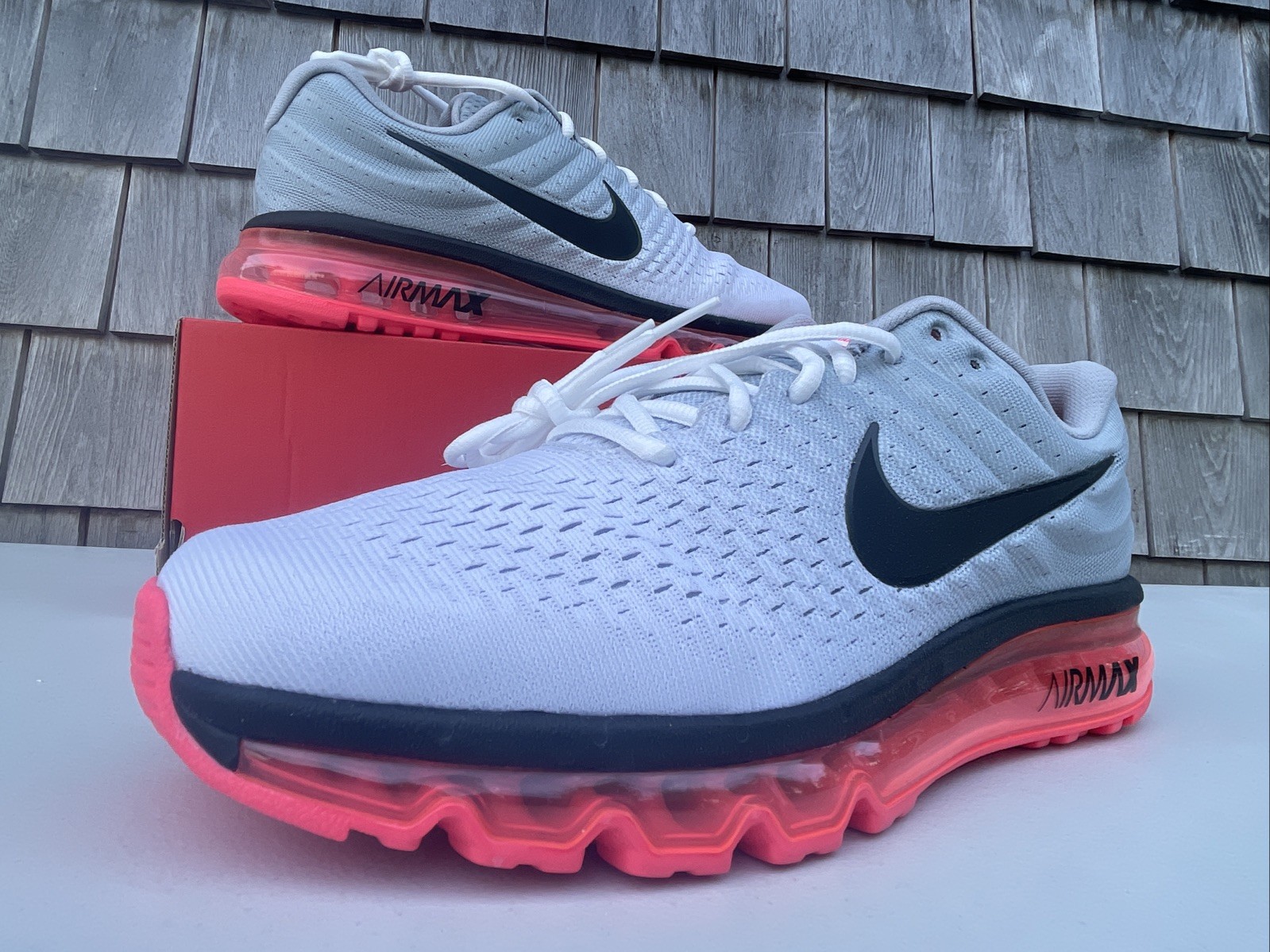 Nike Air Max 2017 Running Shoes White Grey Pink 849559-106 Men’s Size 15 NEW