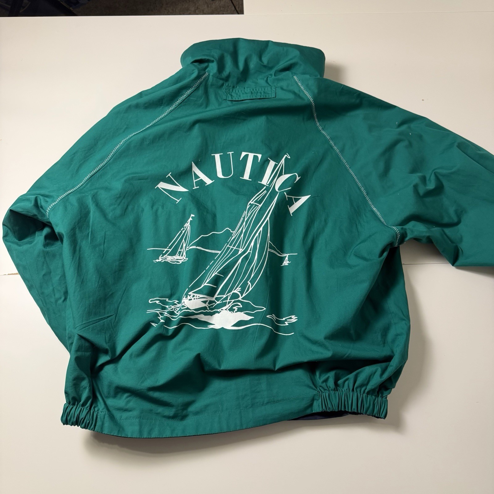 Vintage 90’s Nautica Reversible Windbreaker Sailing Jacket Green Men’s Size M