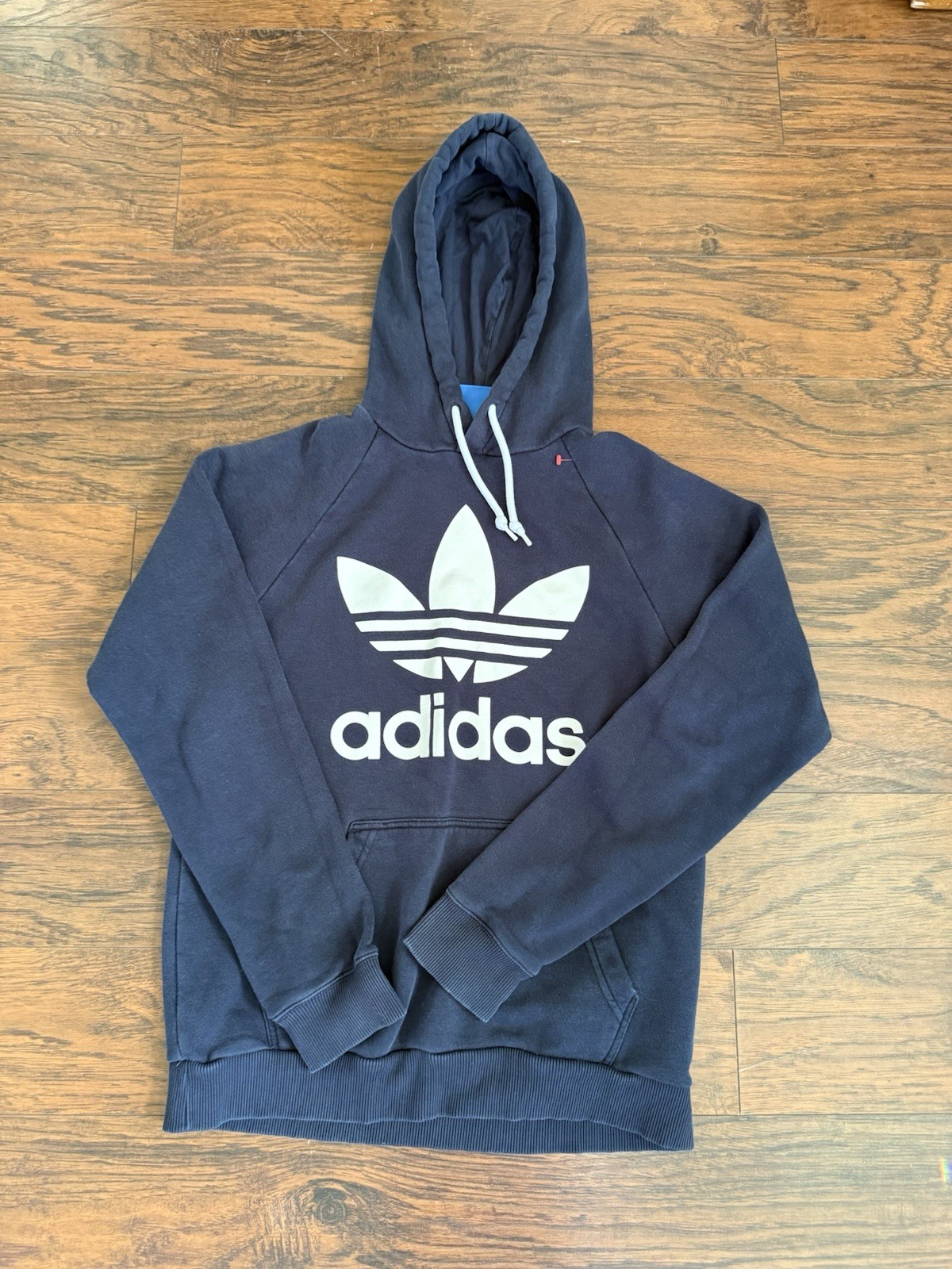 adidas Originals women’s Blue Pullover Hoodie Fleece Cotton Trefoil Logo S