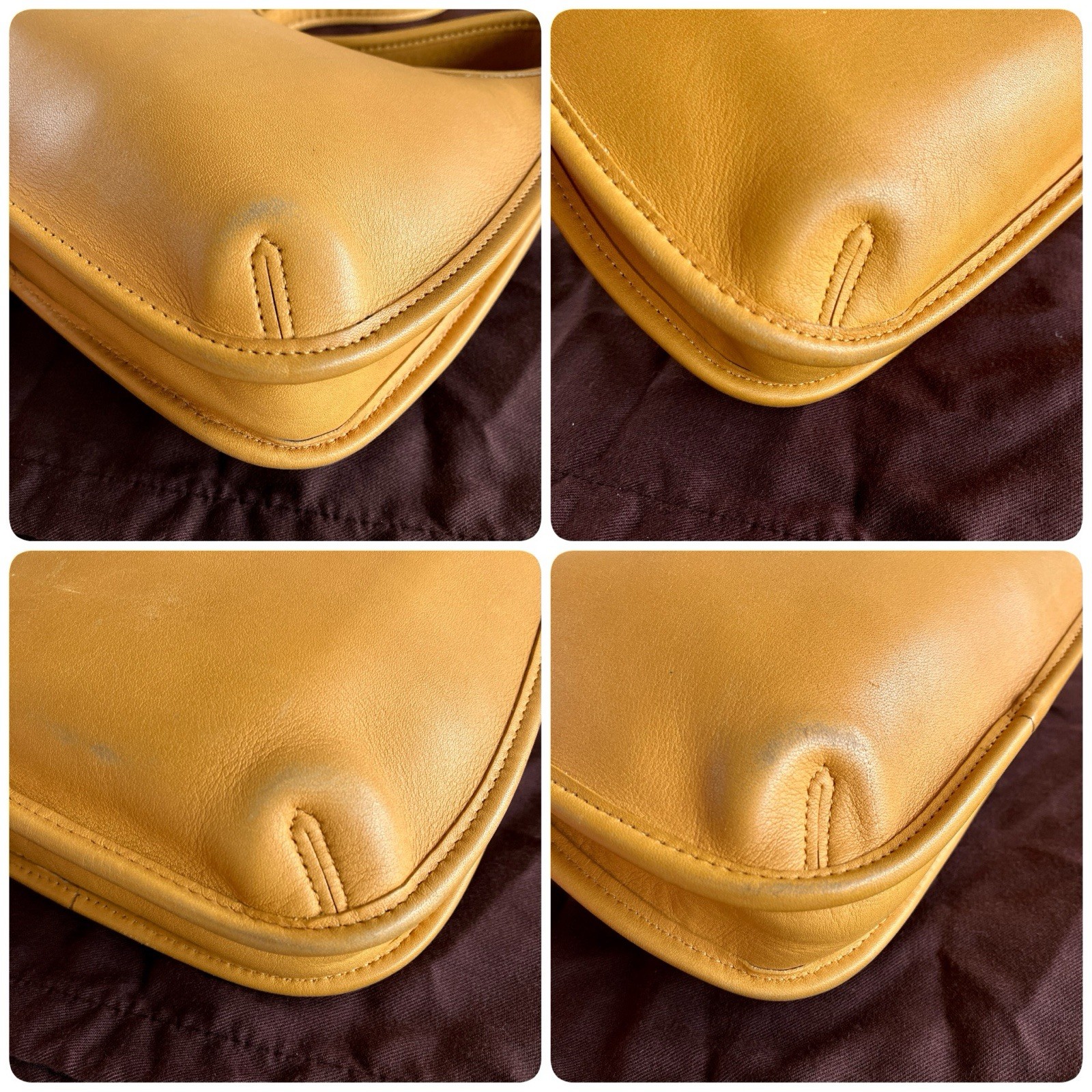 Vintage Coach Ergo Mini Zip Hobo 9020 Yellow Leather Shoulder Bag 90s USA