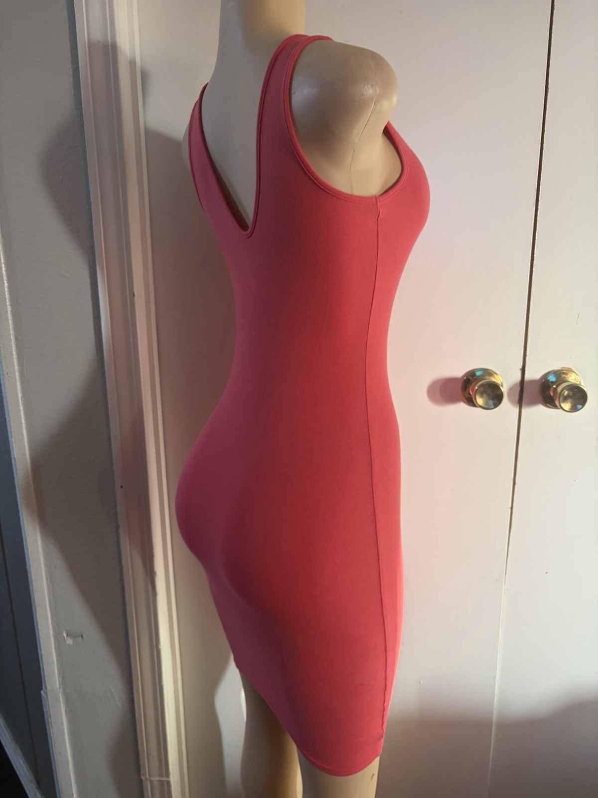 Wild Fable Pink Solid Bodycon Mini Dress V-Neck Sleeveless Strappy Sleeve XS