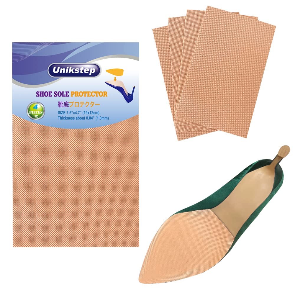 UNIKSTEP 4 Pieces Shoe Sole Protectors, 7.48×4.72″ (19x12cm), Khaki