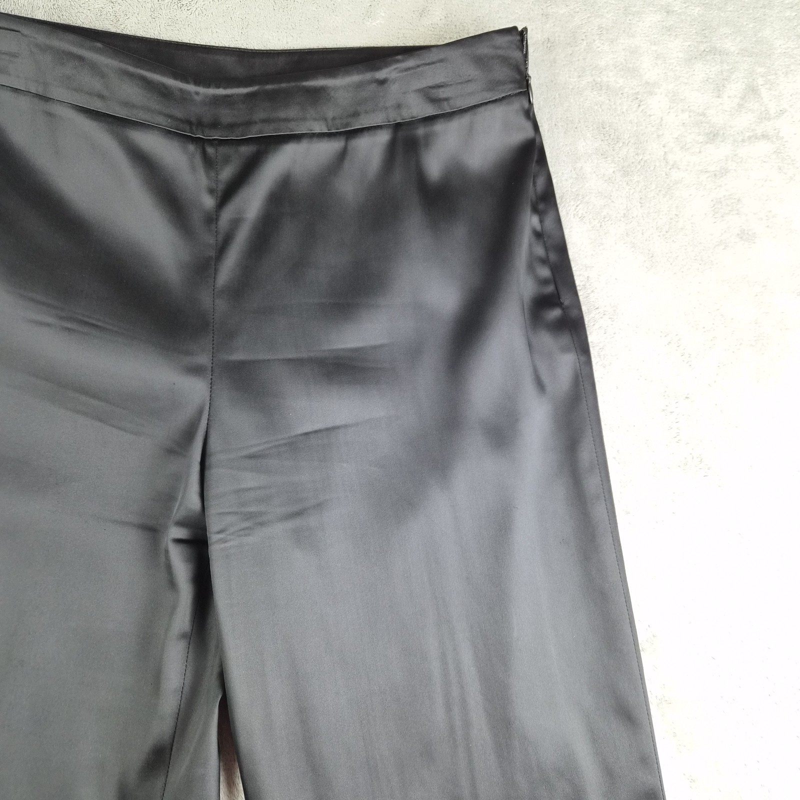 Vintage Rafaella Pants Womens 8 Black Satin Straight Wide Leg Trouser Dressy