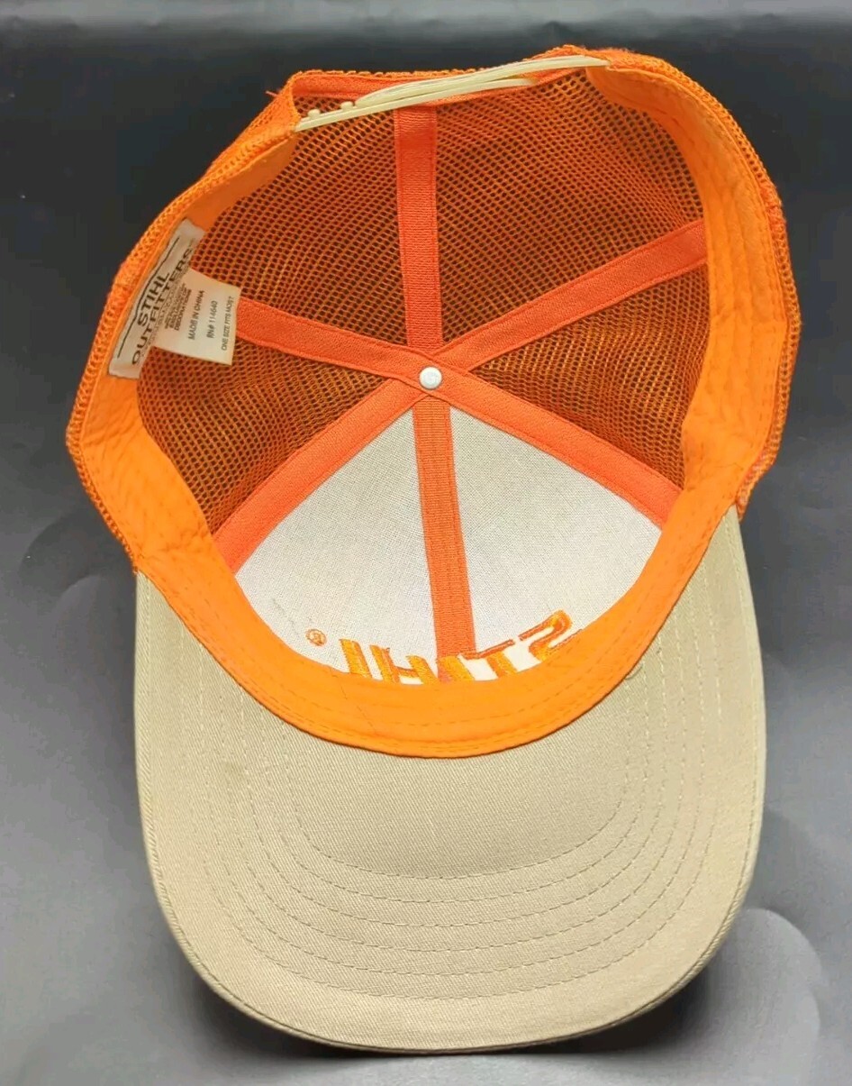 STIHL hat beige brown & orange adjustable snapback cap