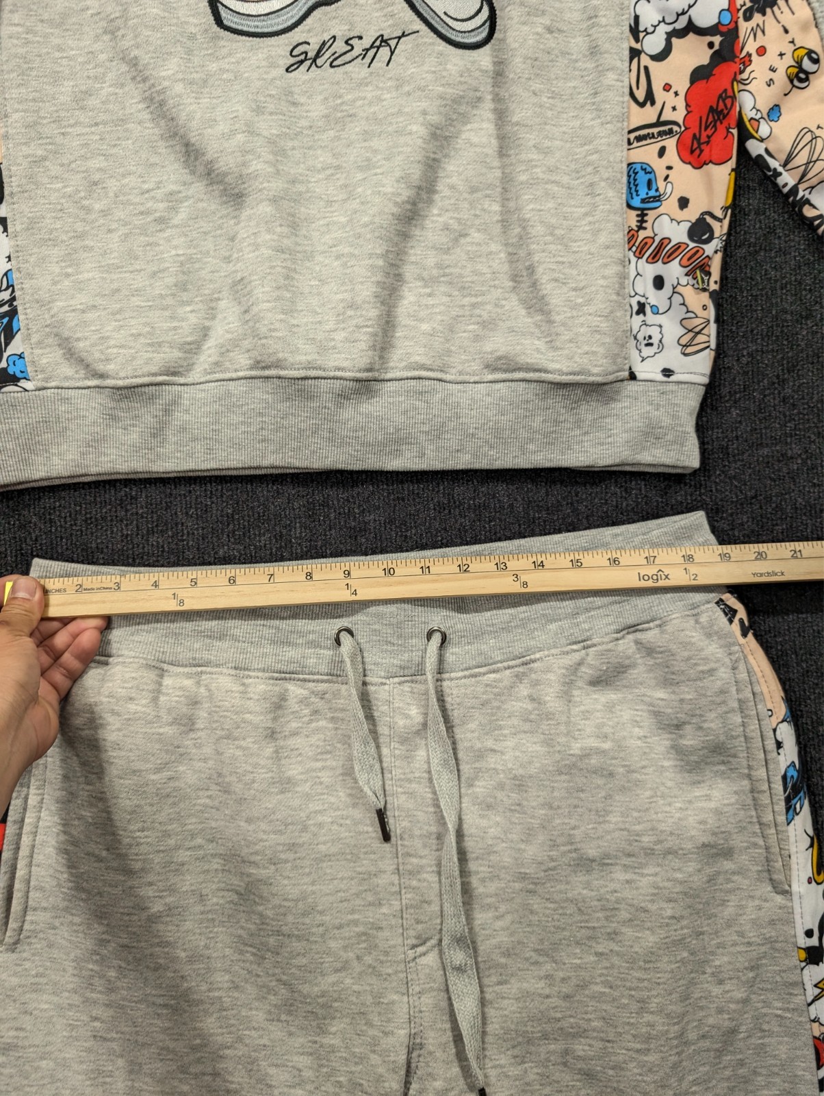 Screenshot men sz 2XL gray crewneck sweatshirt bear jogger pants track suit set