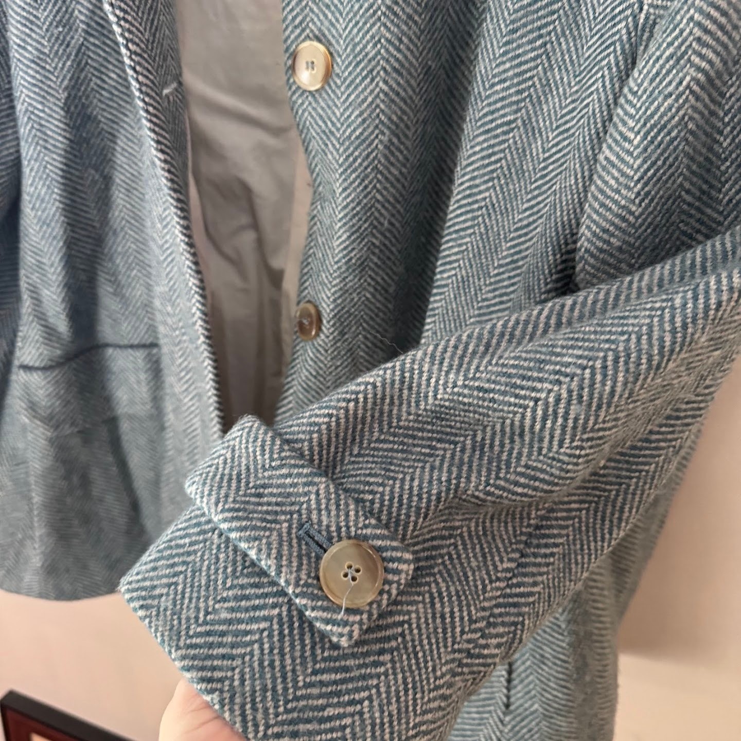 ROSSO35 Herringbone Wool Swing Jacket Made in Italy Medium