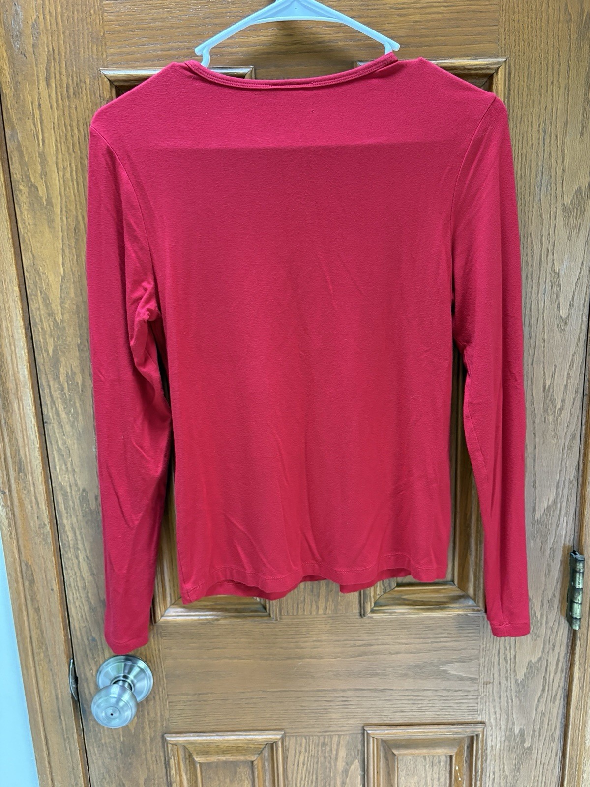 Vintage Tailor B Moss Red Long Sleeve Keyhole Top Women Medium Y2K Quiet Luxury