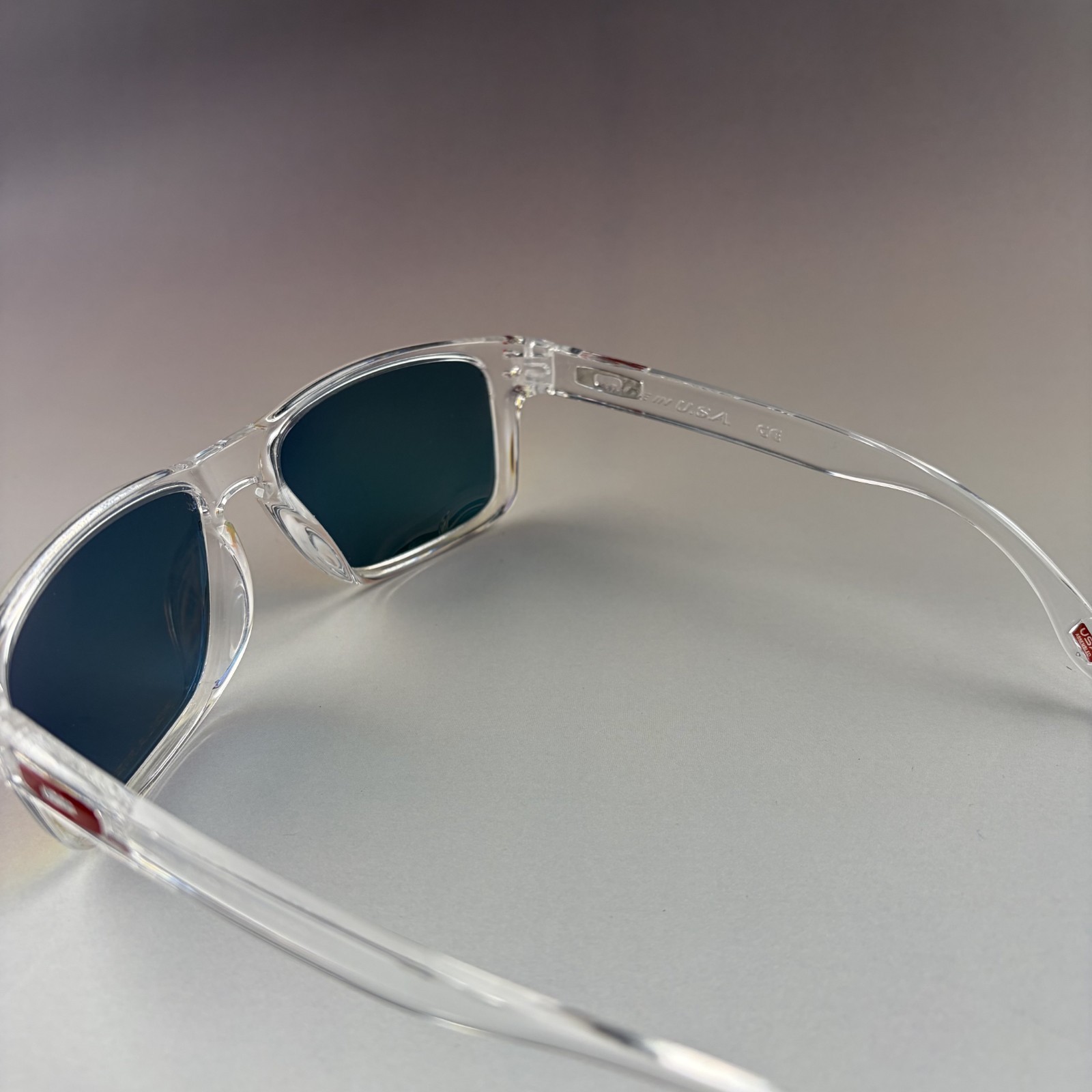 Oakley Holbrook Sunglasses – Crystal Clear Frame / Ruby Polarized Lens