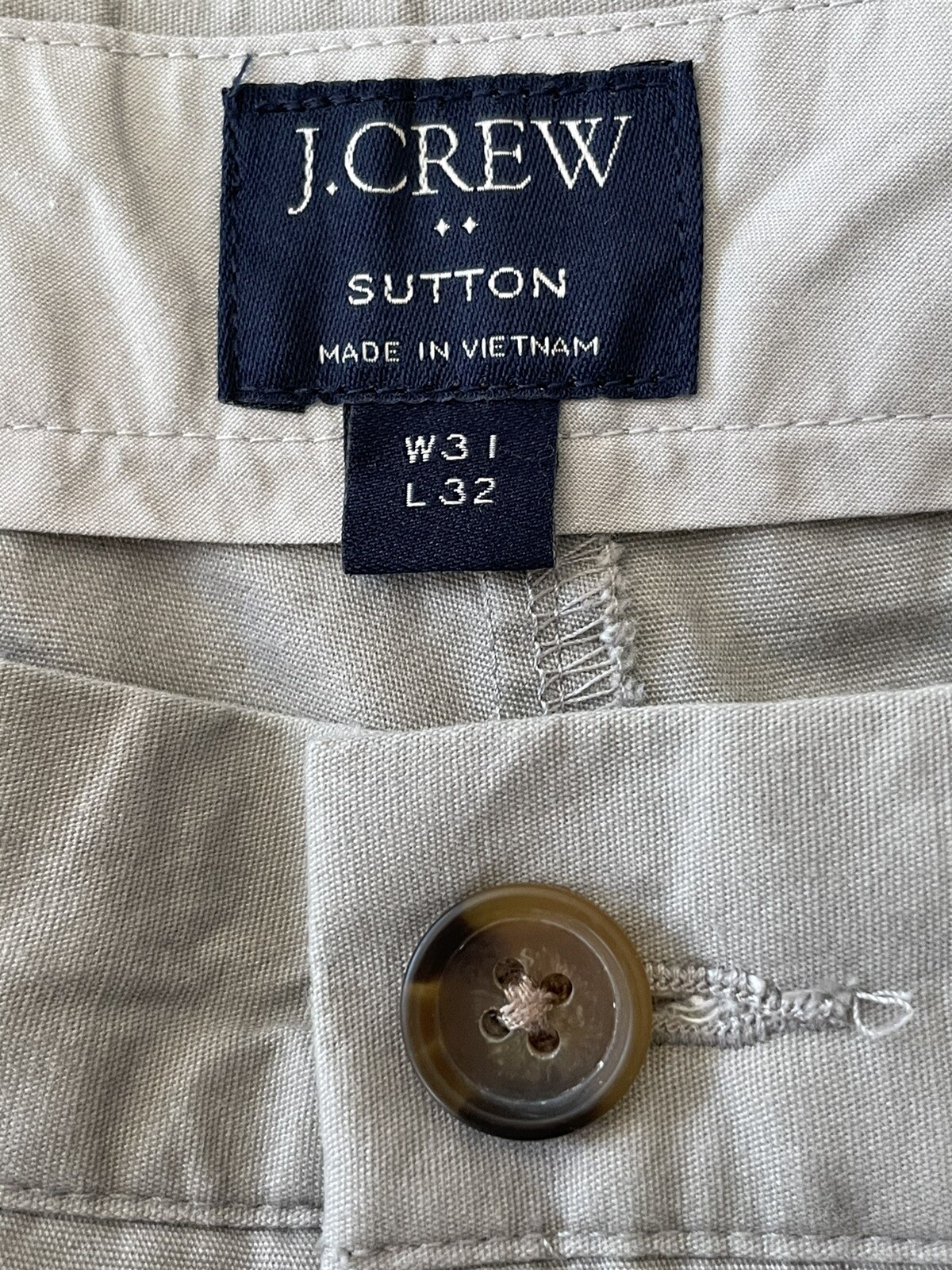 J. Crew The Sutton Chino Pants Men’s Size 31 Gray Khaki Flat Front 31×32 Slacks