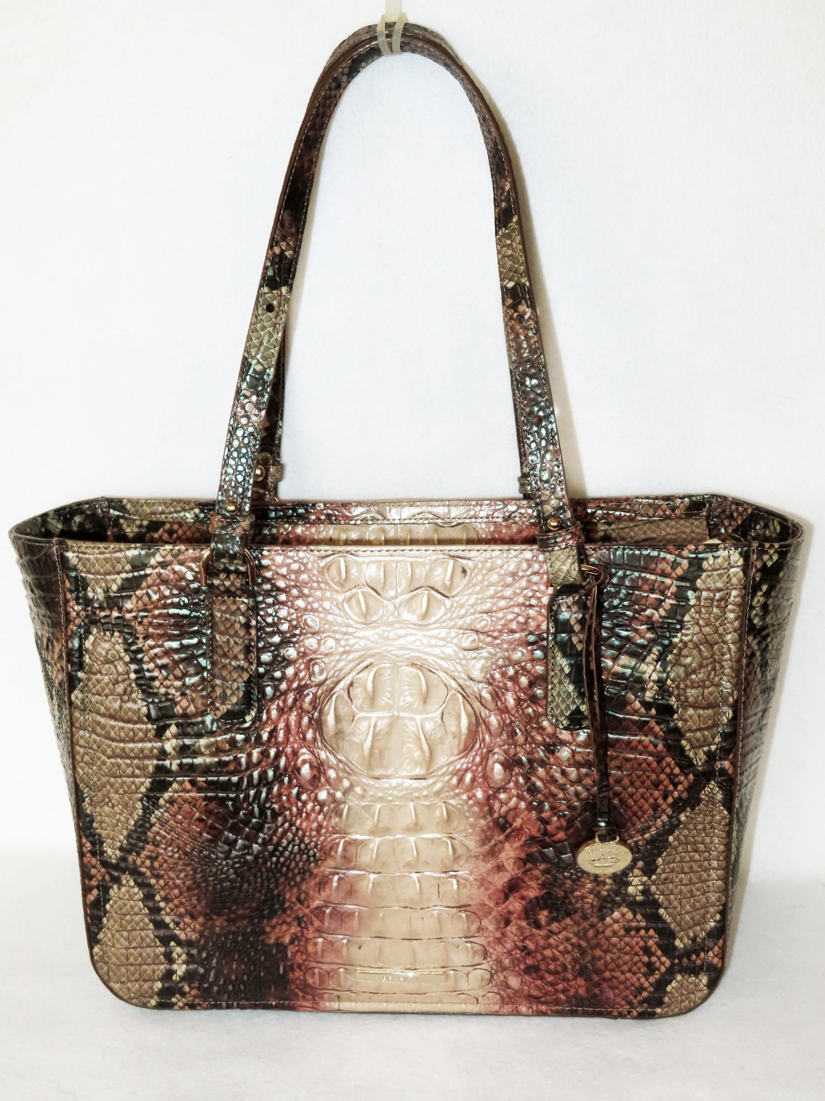 BRAHMIN Rare DIAMONDBACK OMBRE SNAKE Metallic Beige Purple Pink ASHLEE TOTE NWT
